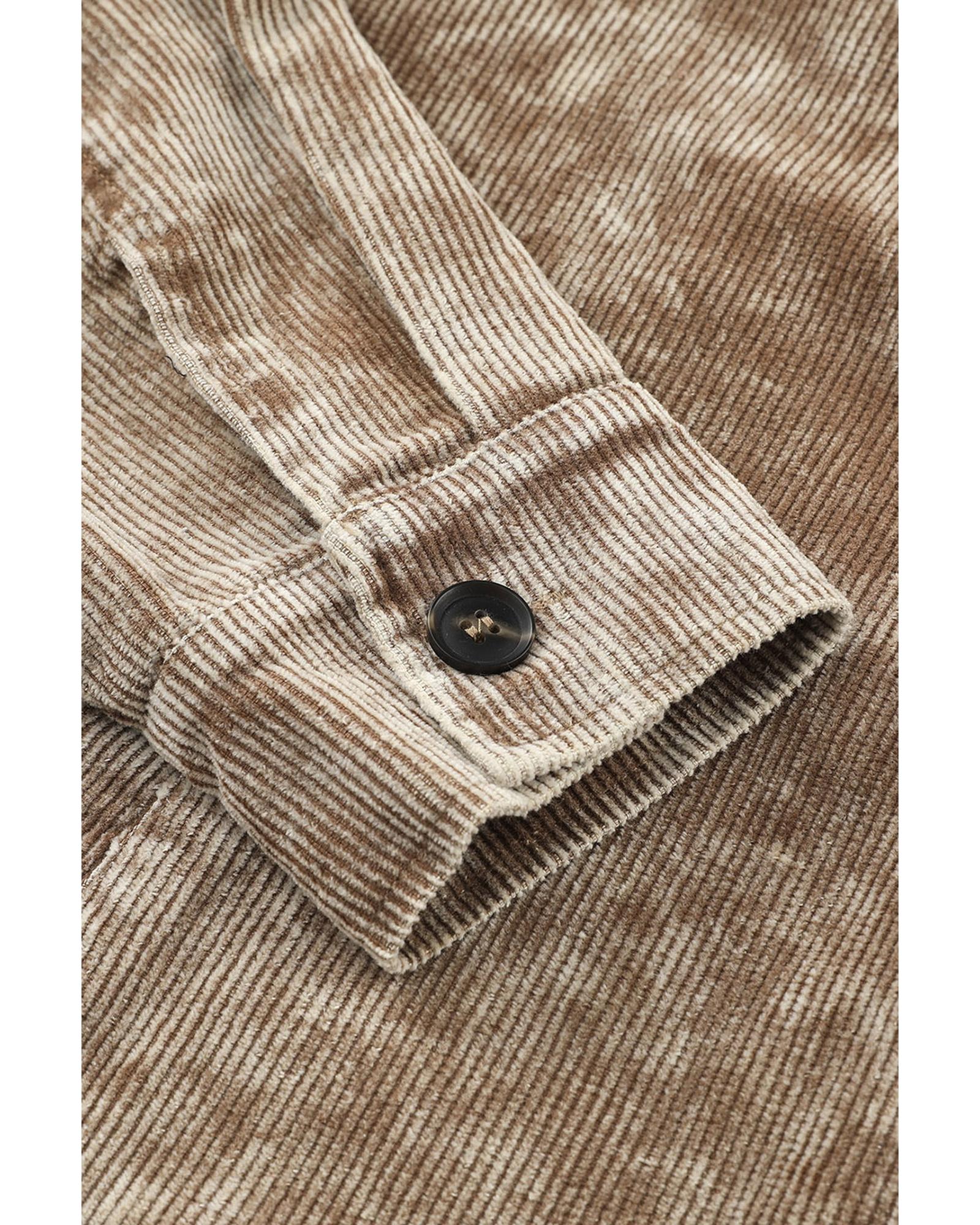 Khaki Vintage Distressed Mineral Wash Oversized Shacket - M