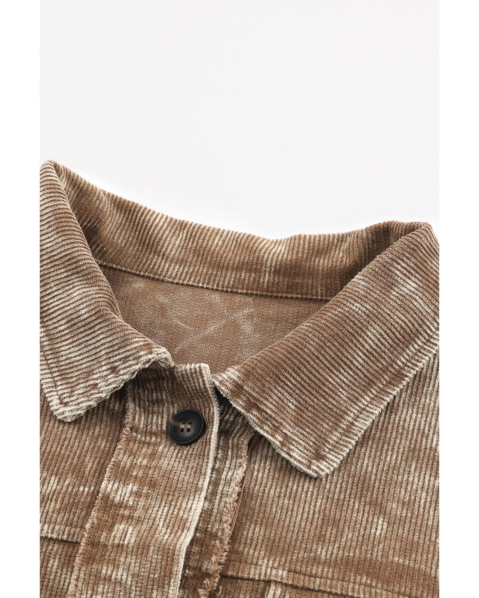 Khaki Vintage Distressed Mineral Wash Oversized Shacket - M
