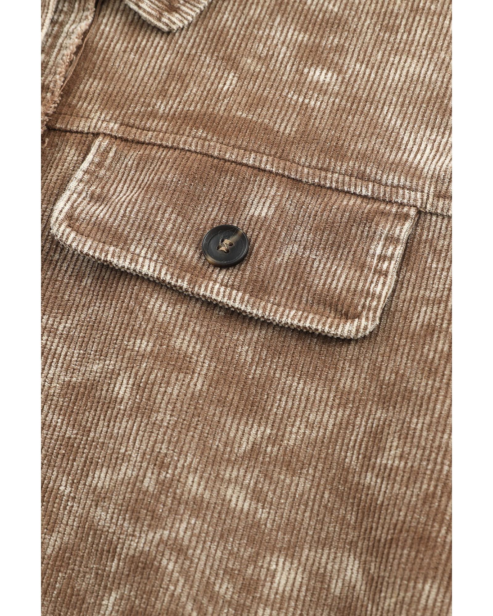 Khaki Vintage Distressed Mineral Wash Oversized Shacket - S