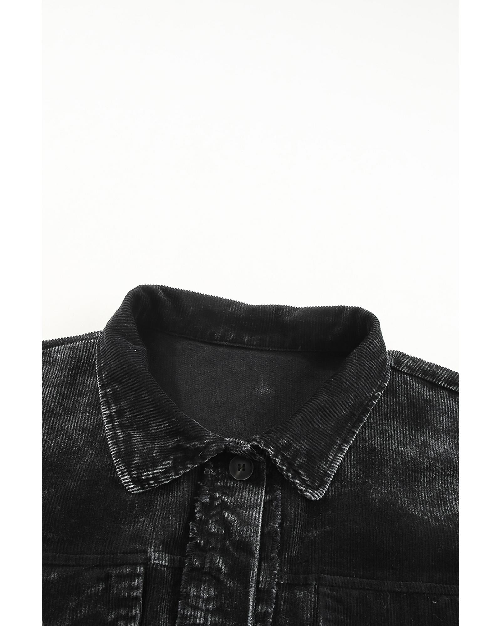 Black Vintage Distressed Mineral Wash Oversized Shacket - XL