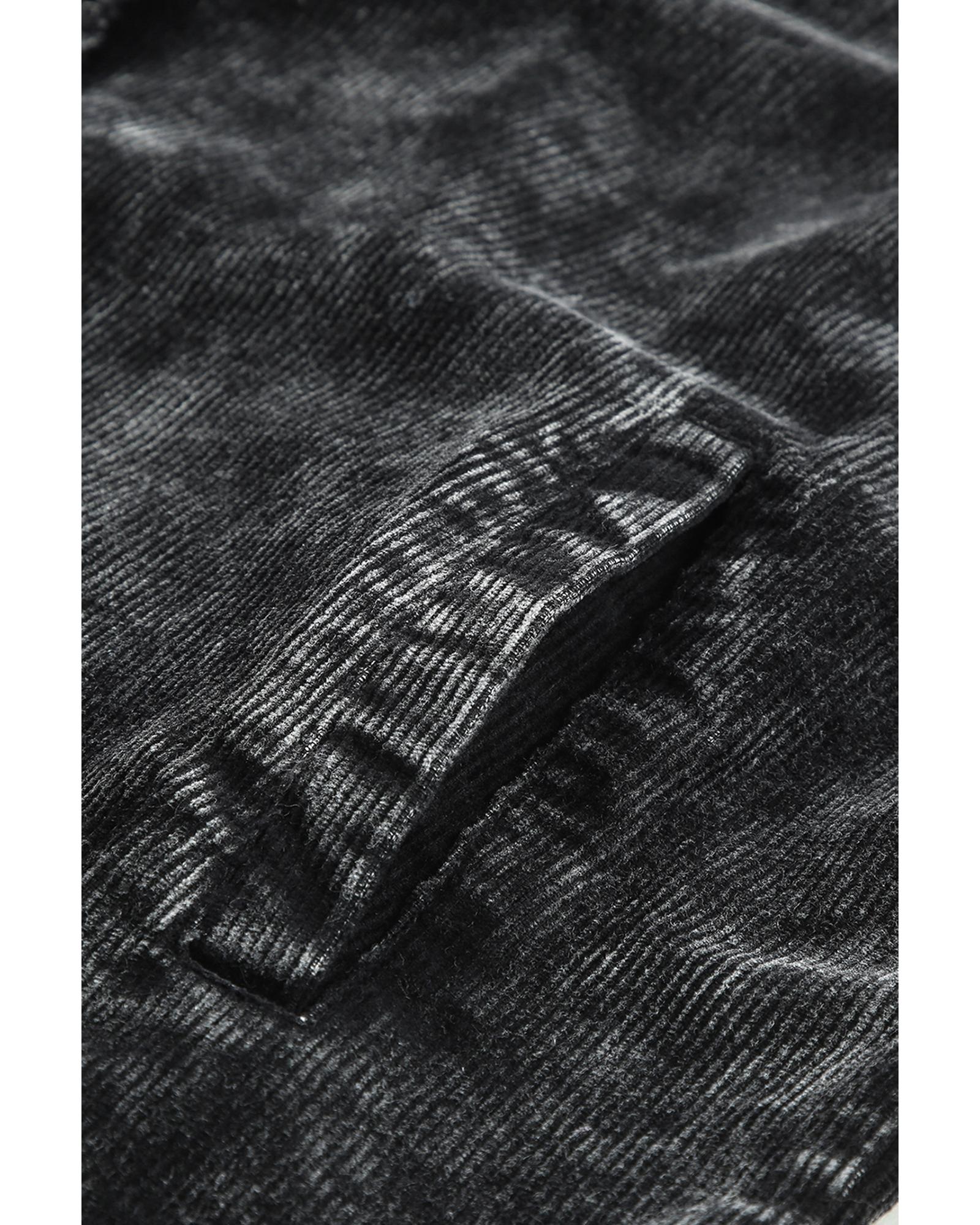 Black Vintage Distressed Mineral Wash Oversized Shacket - XL