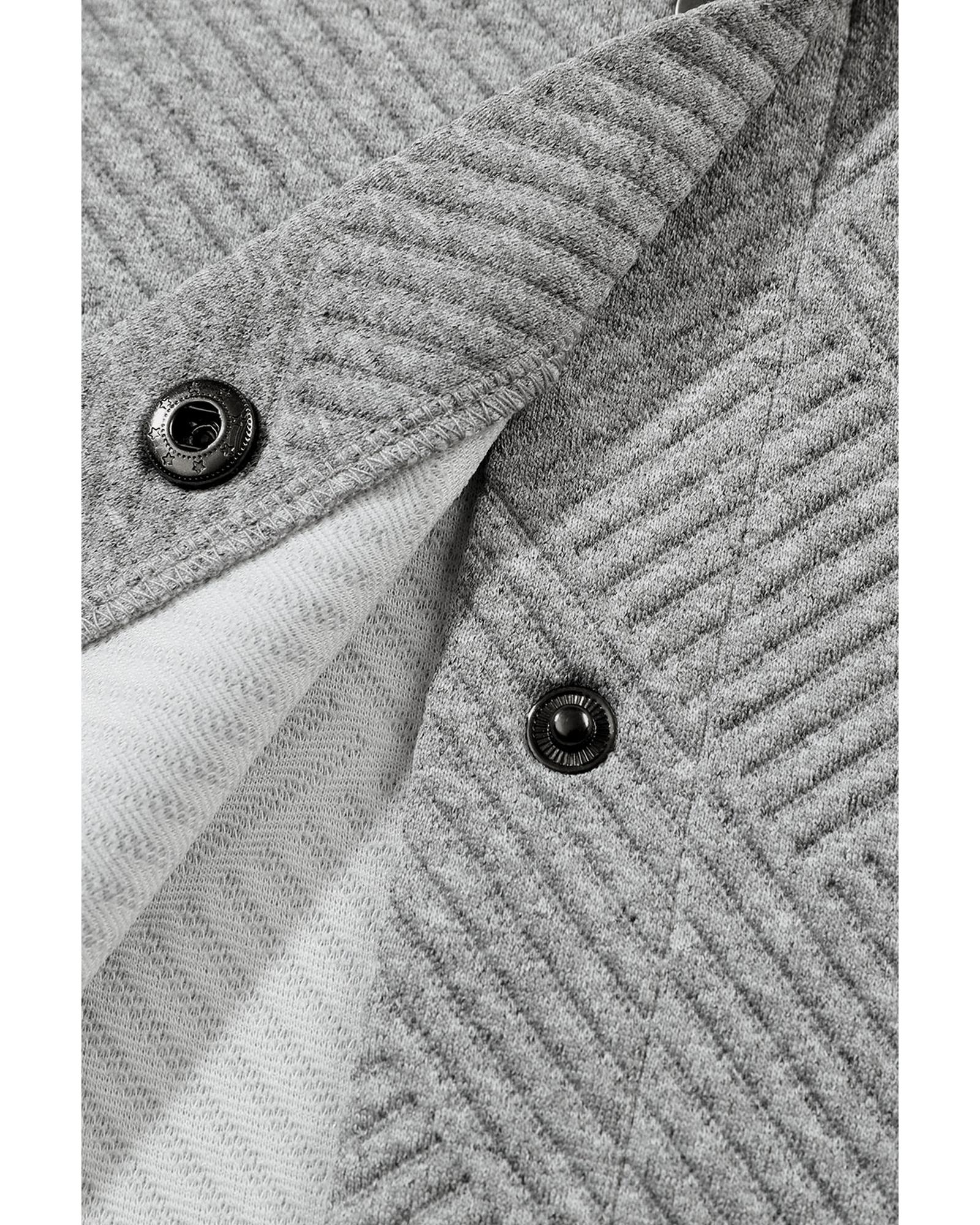 Gray Solid Textured Flap Pocket Buttoned Shacket - L