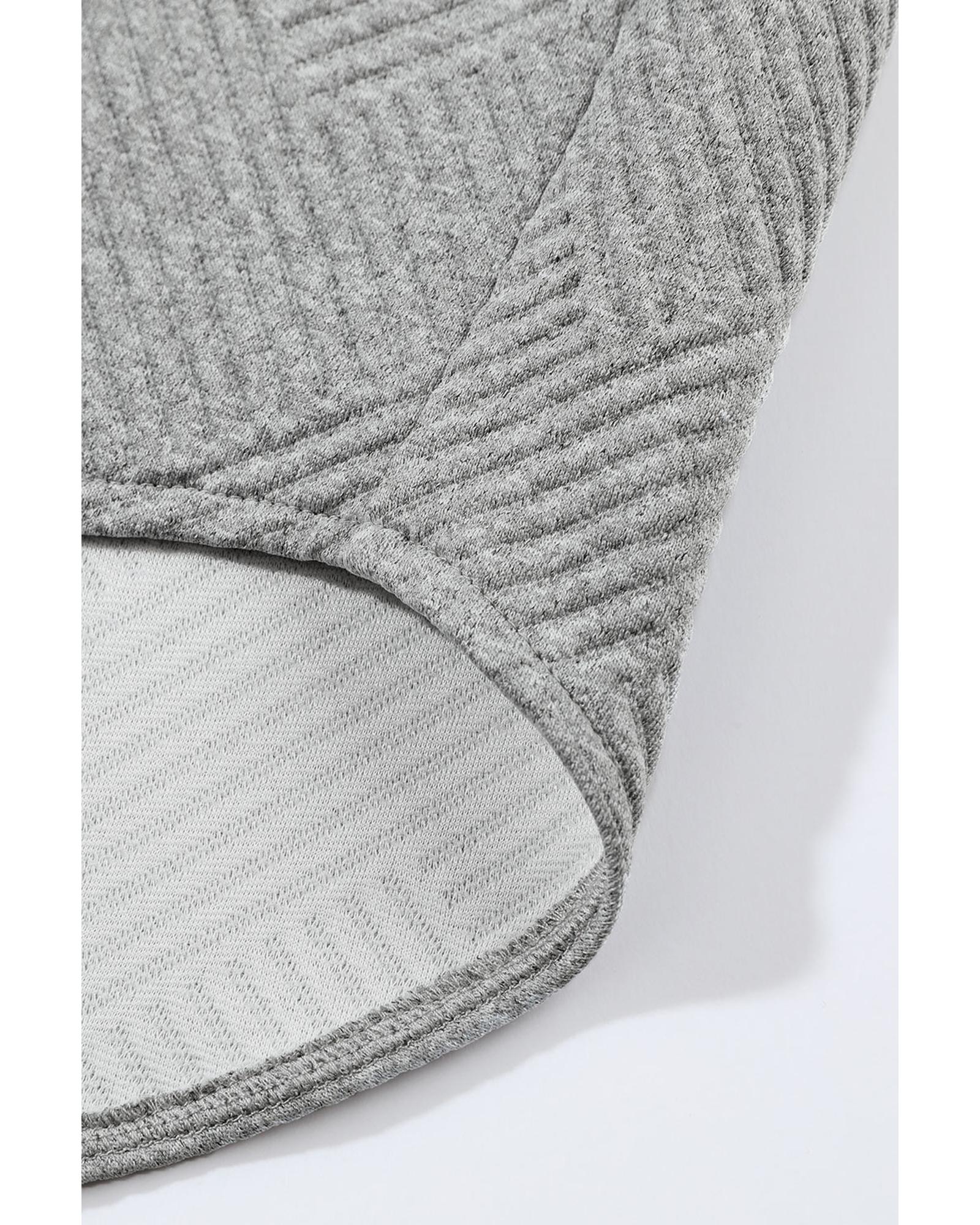 Gray Solid Textured Flap Pocket Buttoned Shacket - M