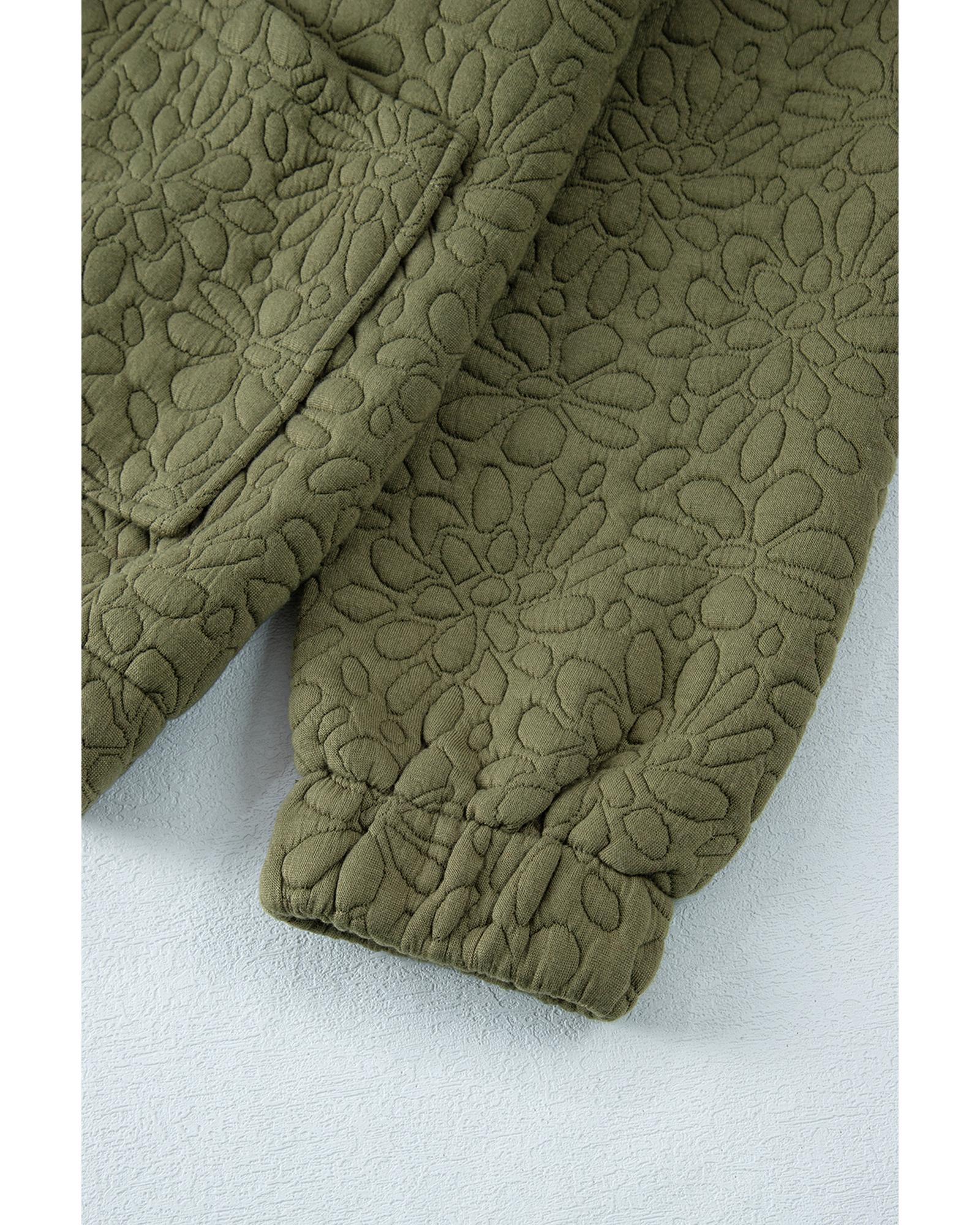 Jungle Green Floral Quilted Jacket - M