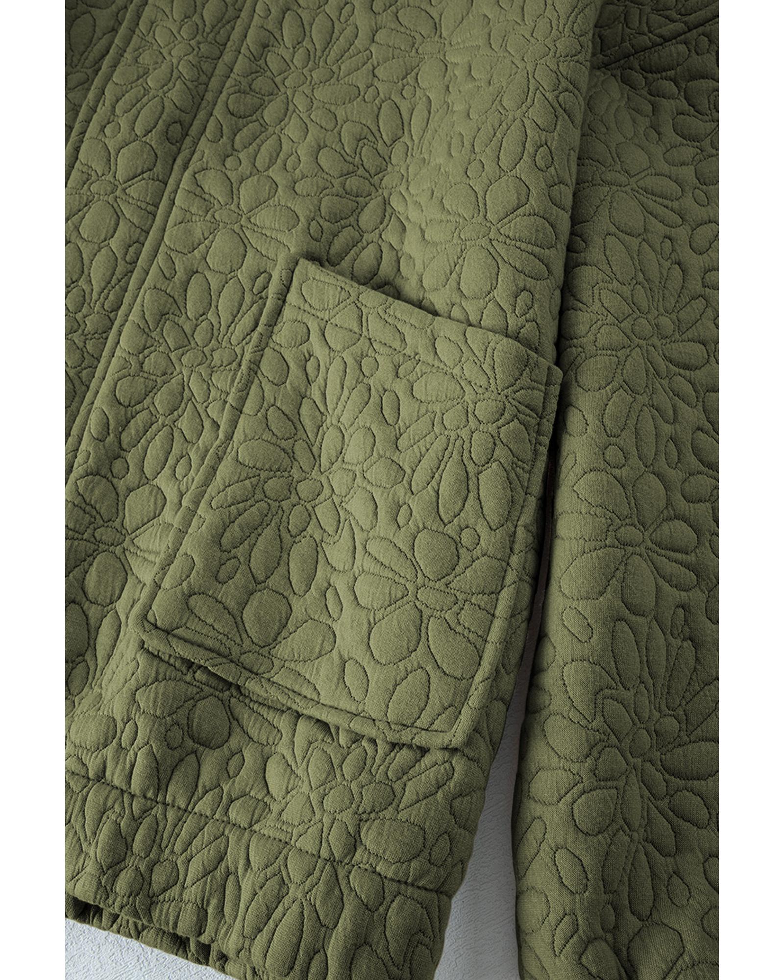 Jungle Green Floral Quilted Jacket - M