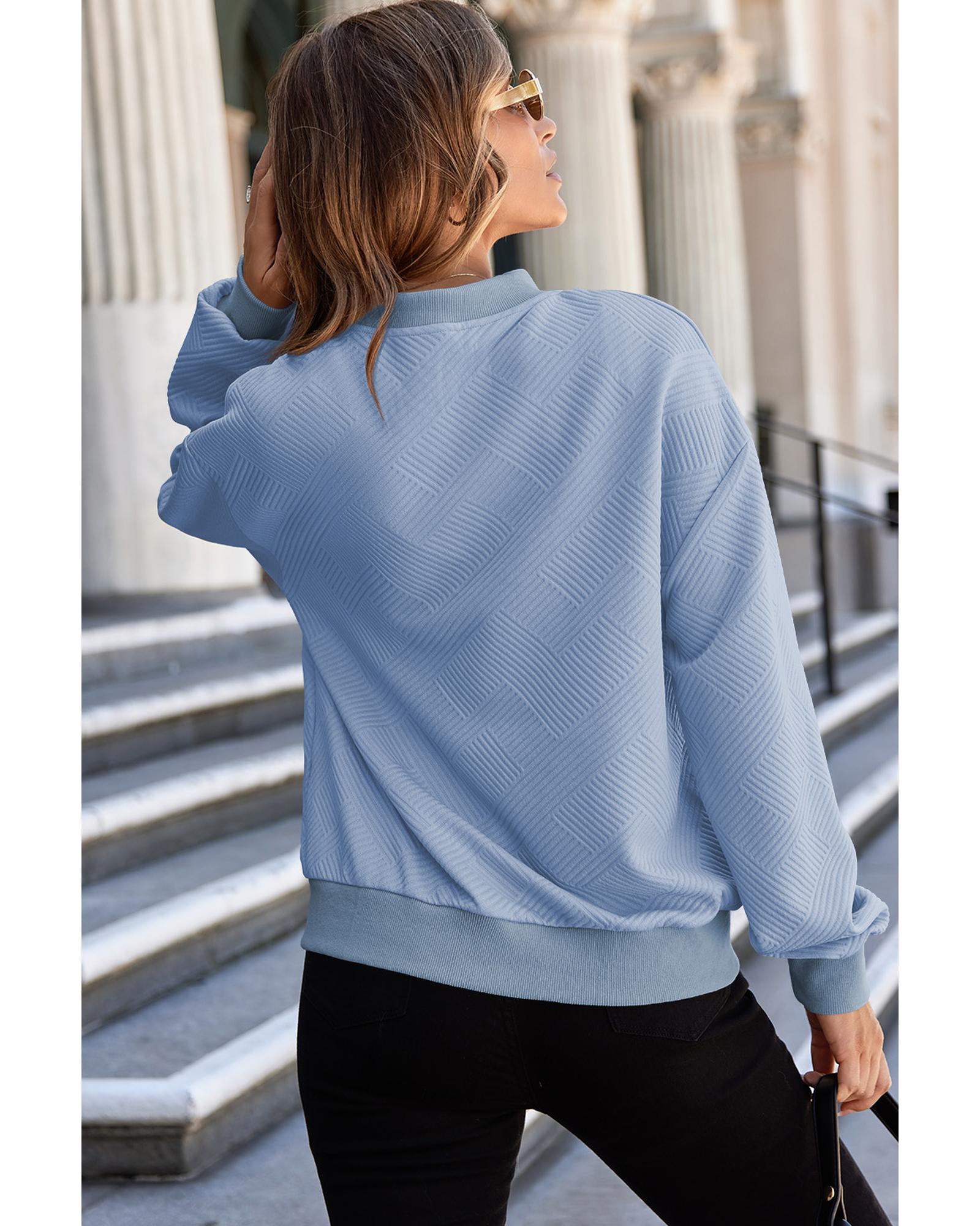 Myosotis Solid Textured Stand Neck Zipper Bomber Jacket - S