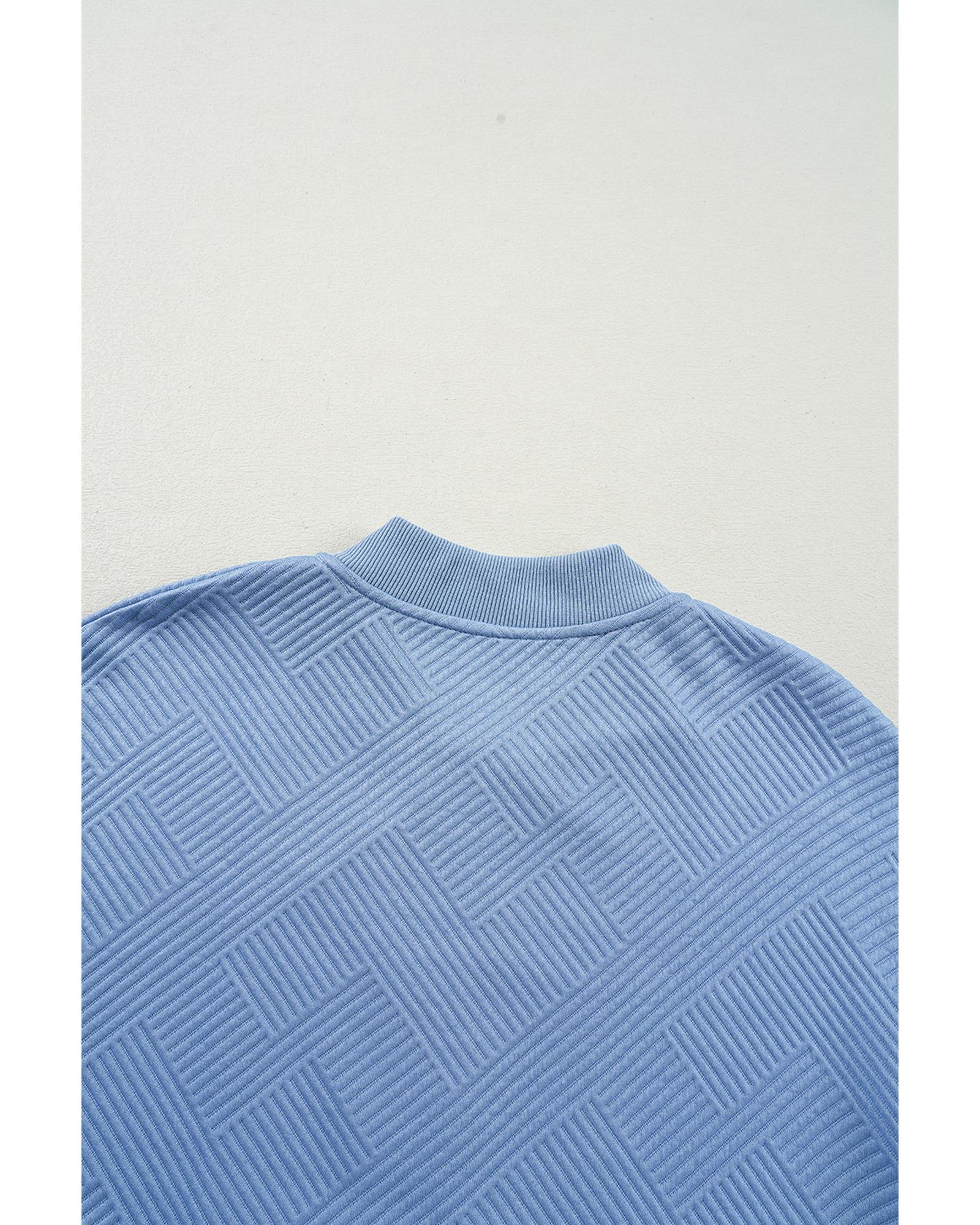 Myosotis Solid Textured Stand Neck Zipper Bomber Jacket - XL