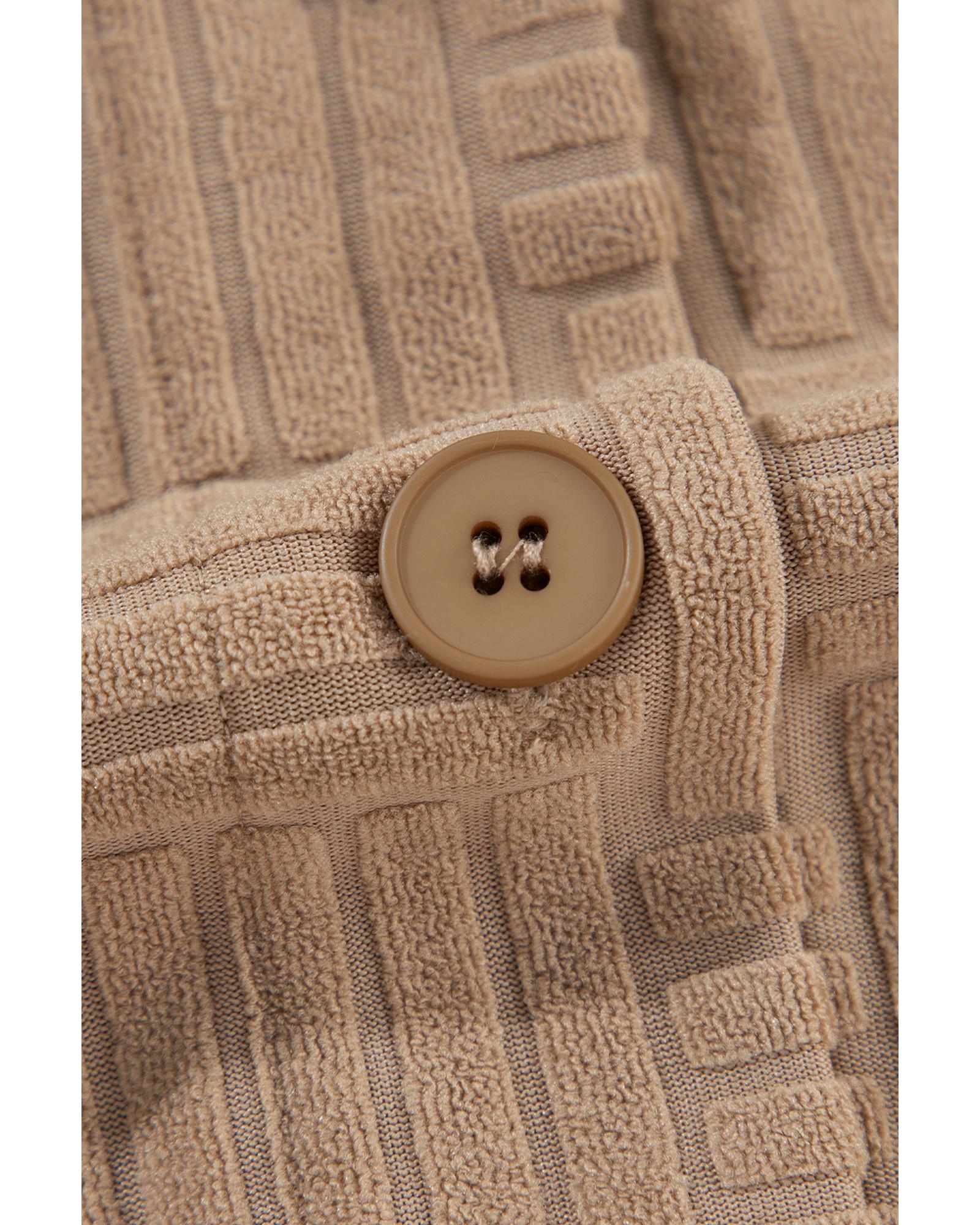 Dark Khaki Textured Chest Pocket Button-up Shacket - L