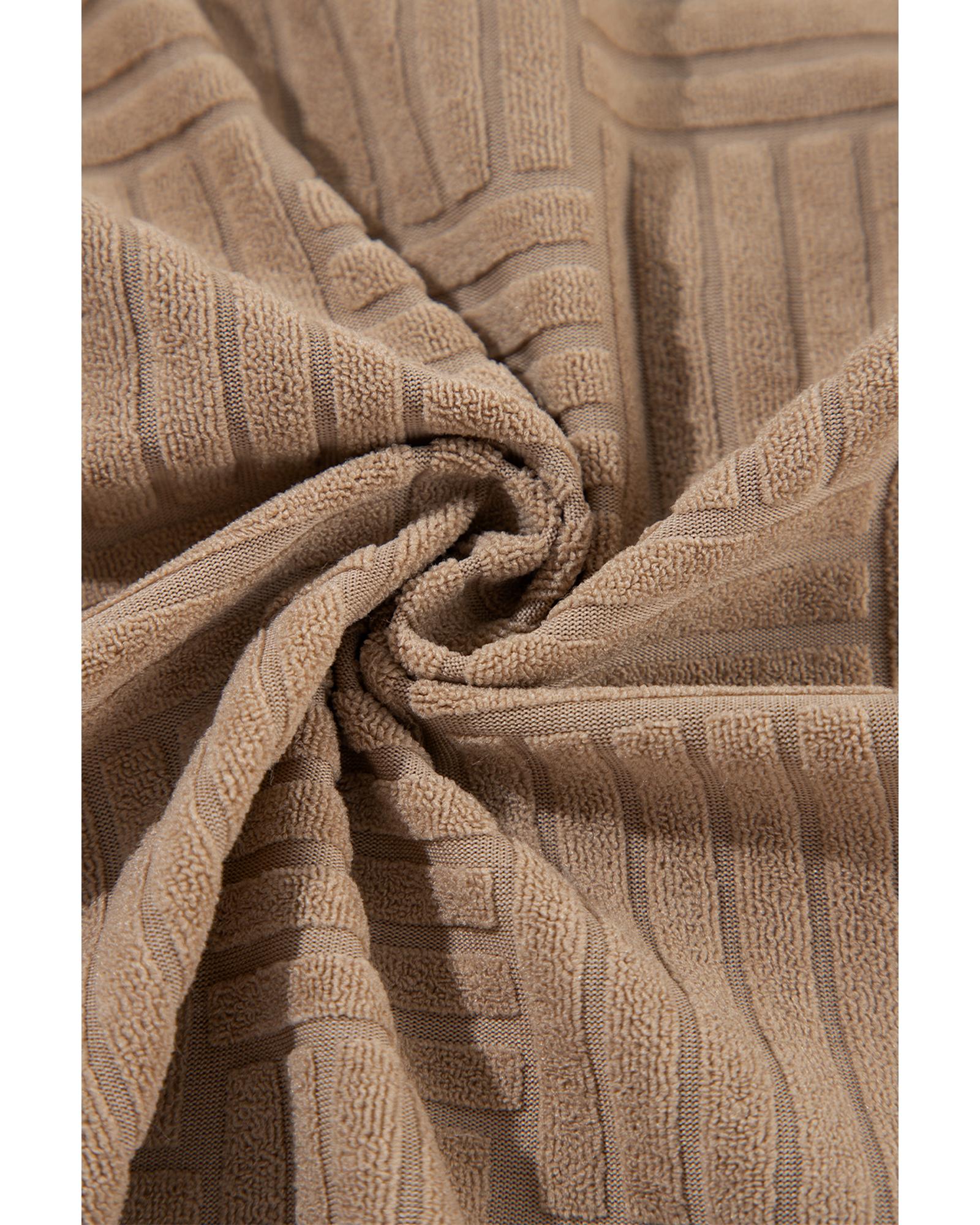 Dark Khaki Textured Chest Pocket Button-up Shacket - S