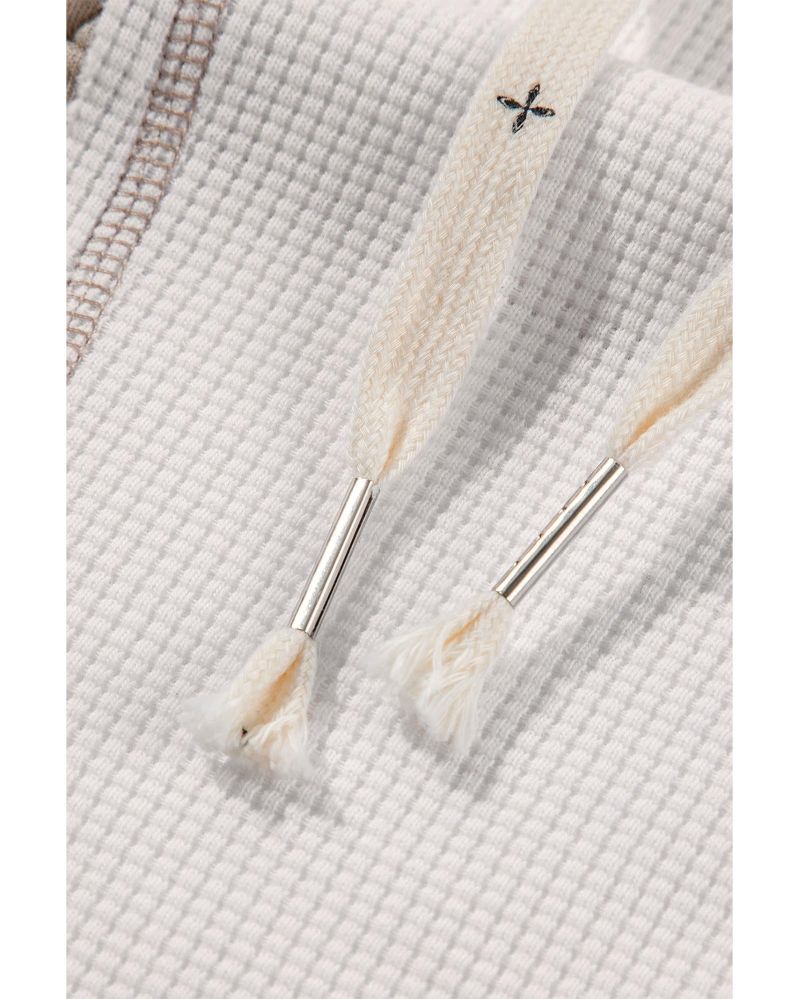 Beige Quilted Textured Patchwork Loose Fit Hooded Jacket - M