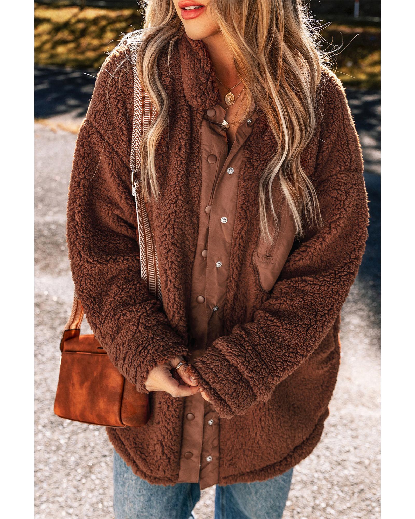 Red Clay Faux Shearling Teddy Bear Jacket - XL