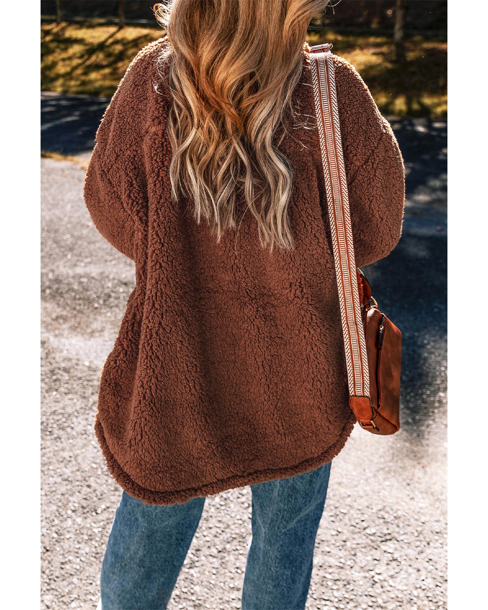 Red Clay Faux Shearling Teddy Bear Jacket - XL