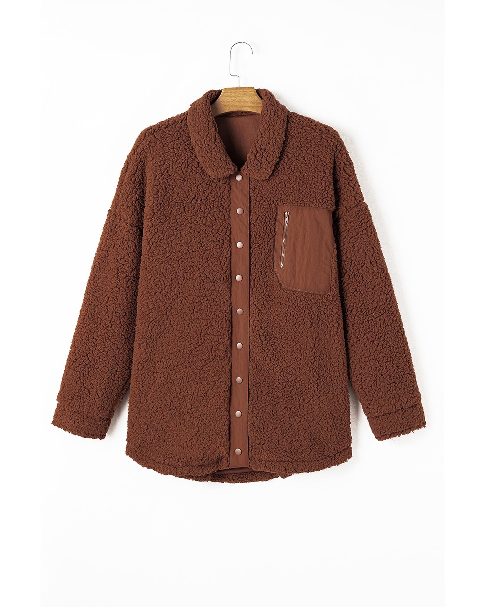Red Clay Faux Shearling Teddy Bear Jacket - XL