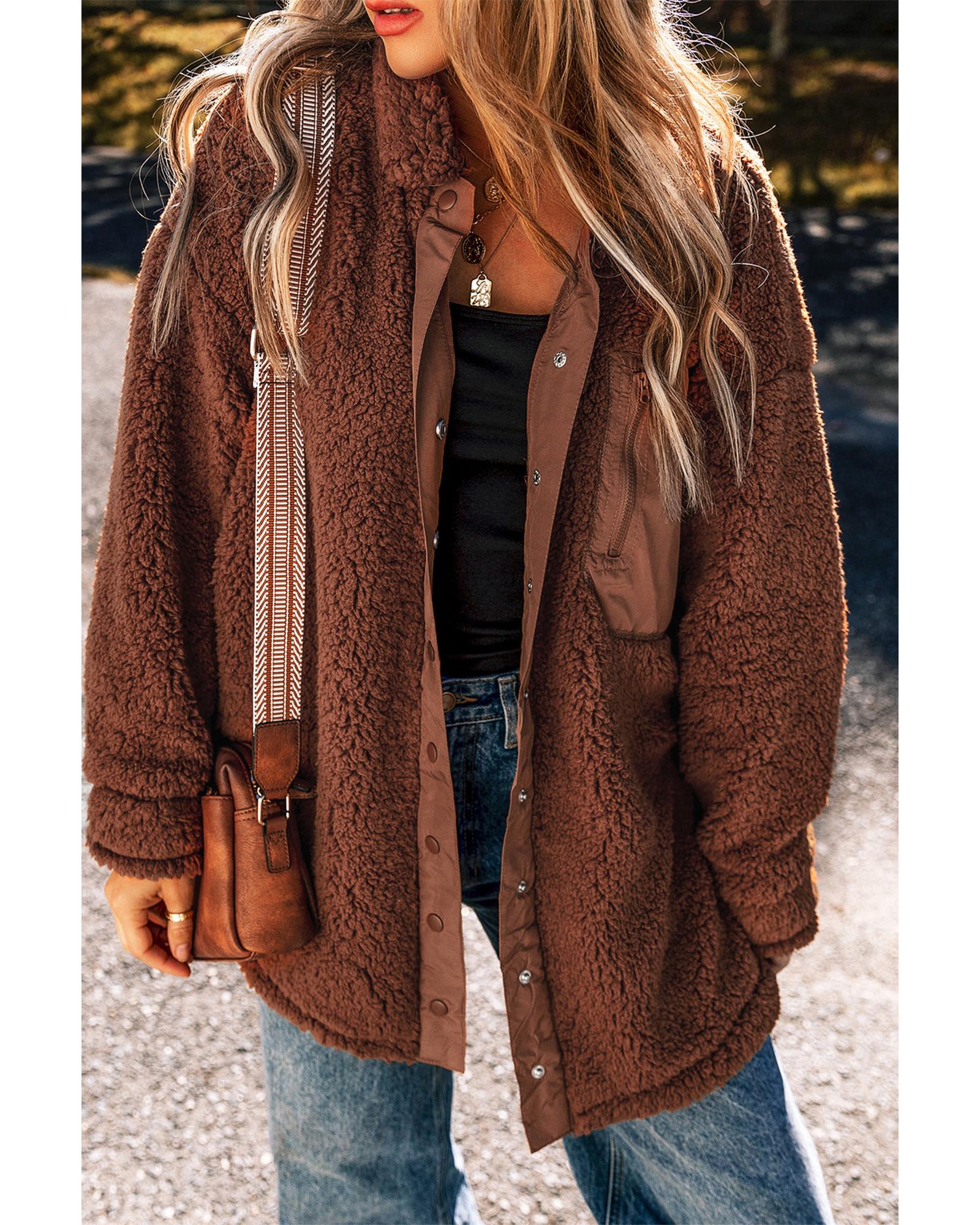 Red Clay Faux Shearling Teddy Bear Jacket - XL