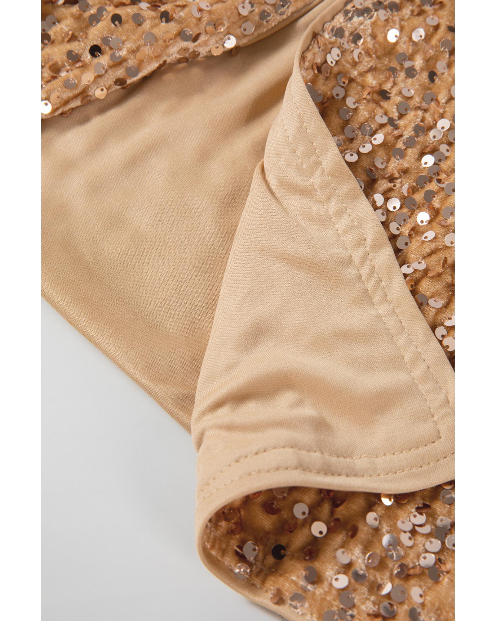 Golden Fleece Sequined Open Front Cropped Jacket - L