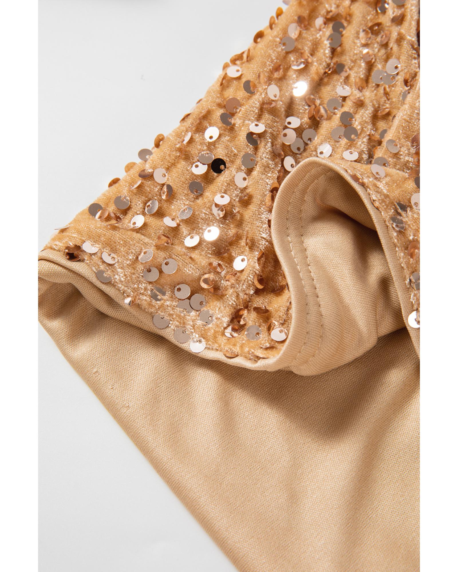 Golden Fleece Sequined Open Front Cropped Jacket - XL