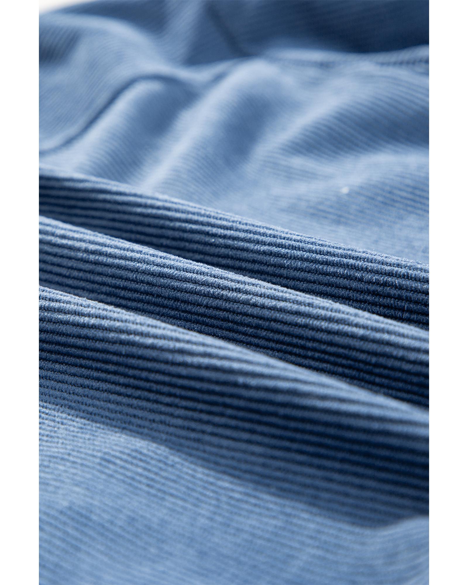 Real Teal Corduroy Drawstring Hooded Pocket Zip Up Jacket - XL