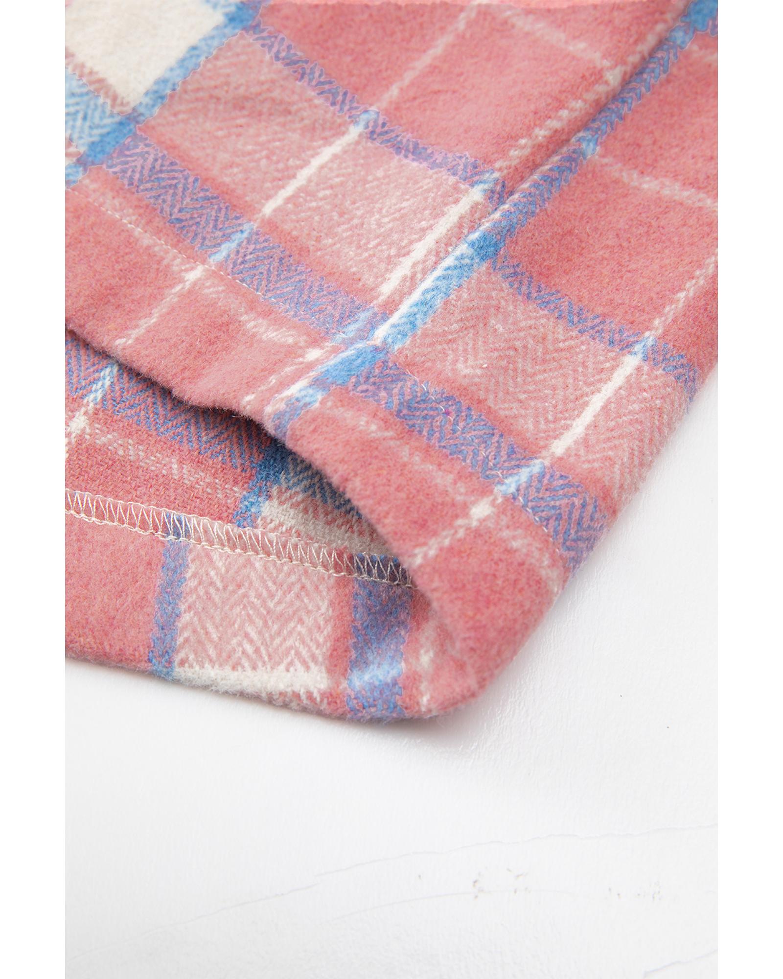 Pink Plaid Flap Pocket Button Up Shacket - XL