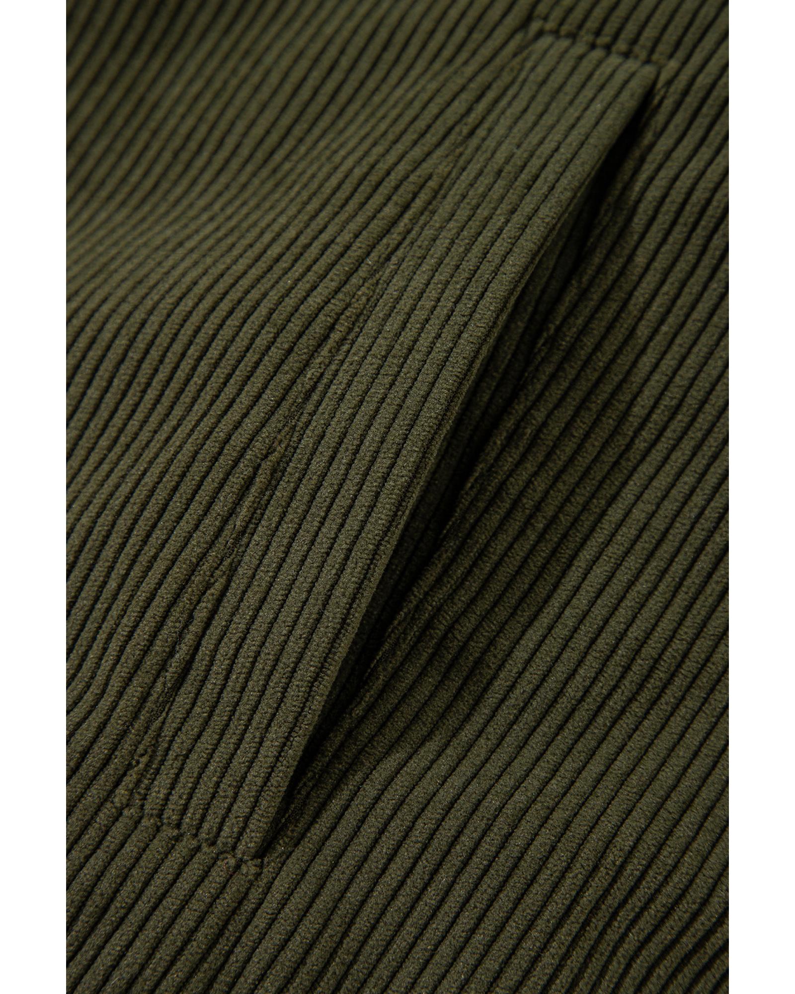 Mist Green Corduroy Fleece Patchwork Buttoned Bomber Jacket - XL