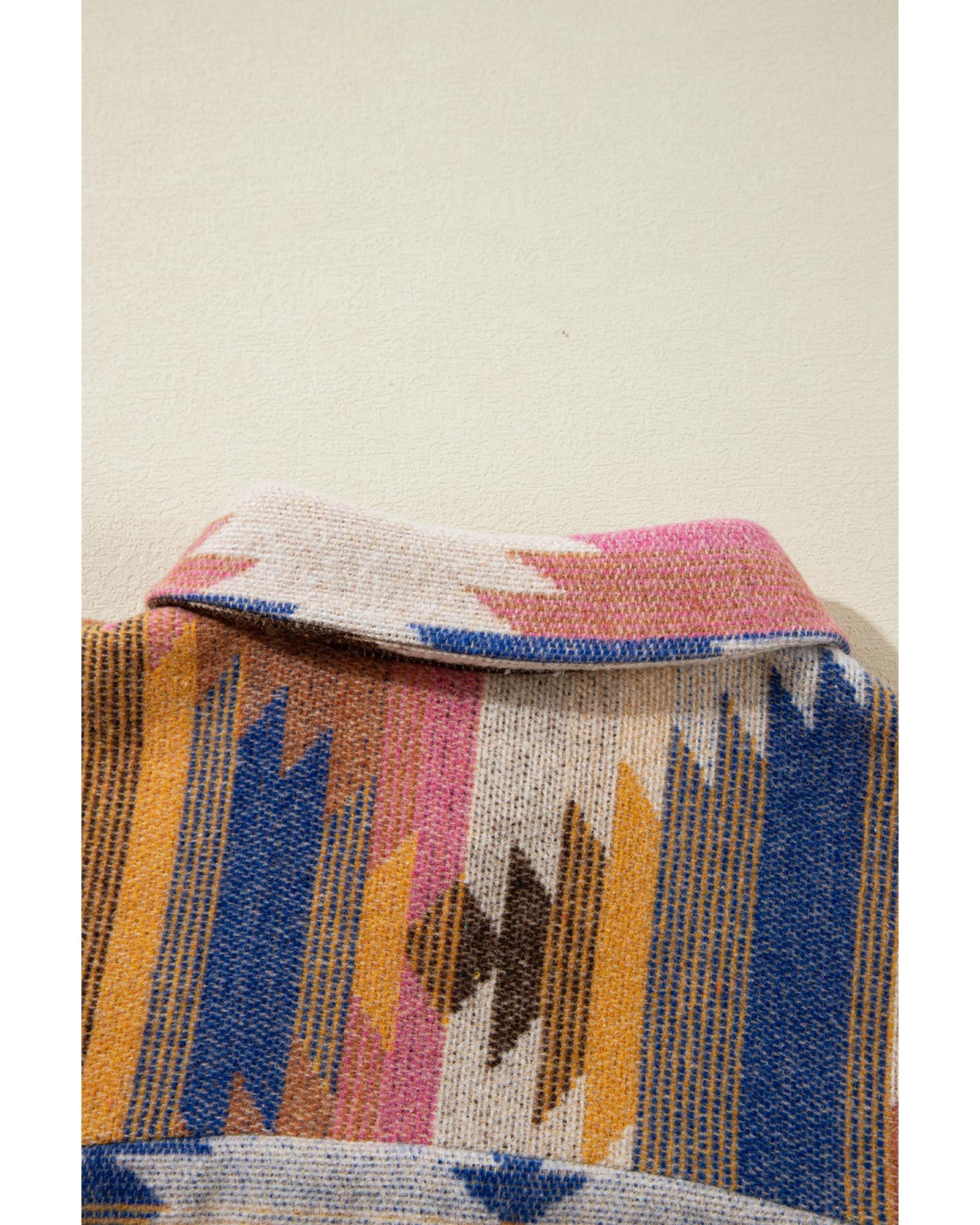 White Aztec Print Button Up Shacket - S