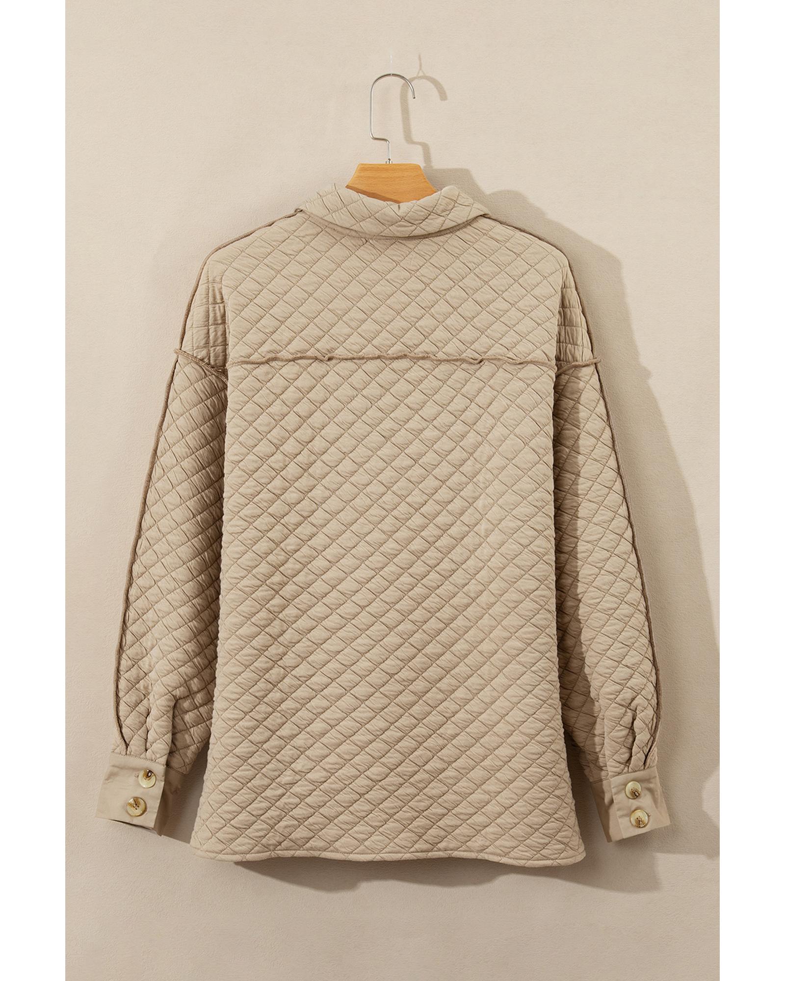 Jet Stream Solid Color Quilted Puffer Buttoned Shacket - XL