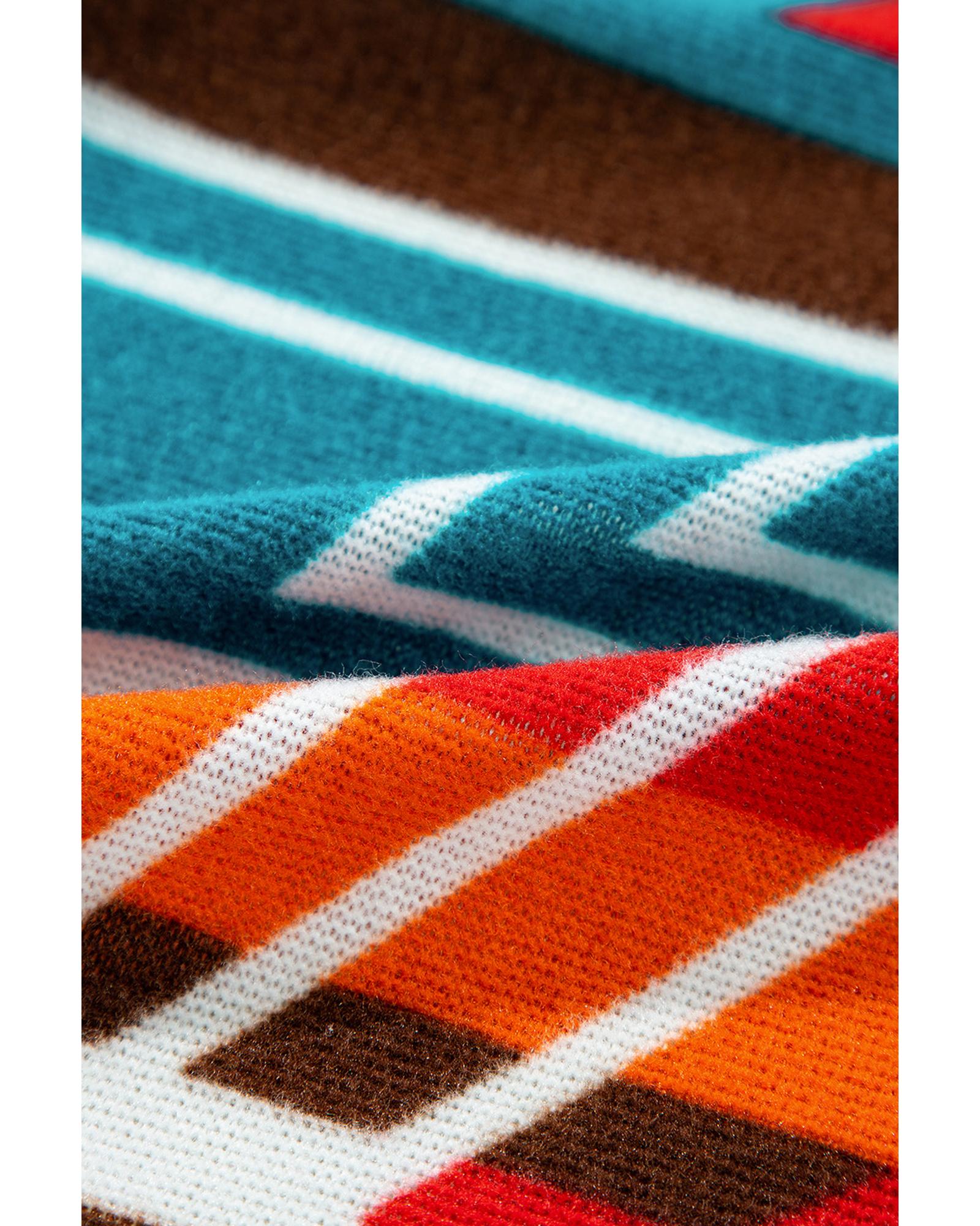 Sky Blue Aztec Printed Lapel Bell Sleeve Jacket - M