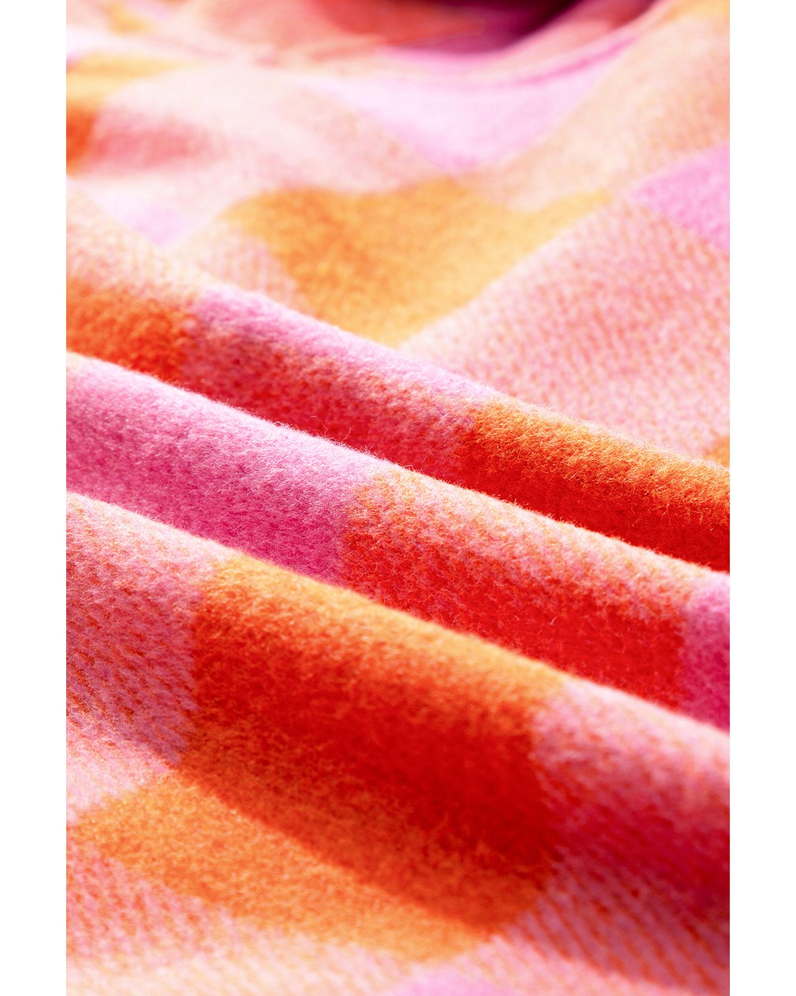 Orange Plaid Chest Pockets Button-up Turn Down Collar Jacket - S