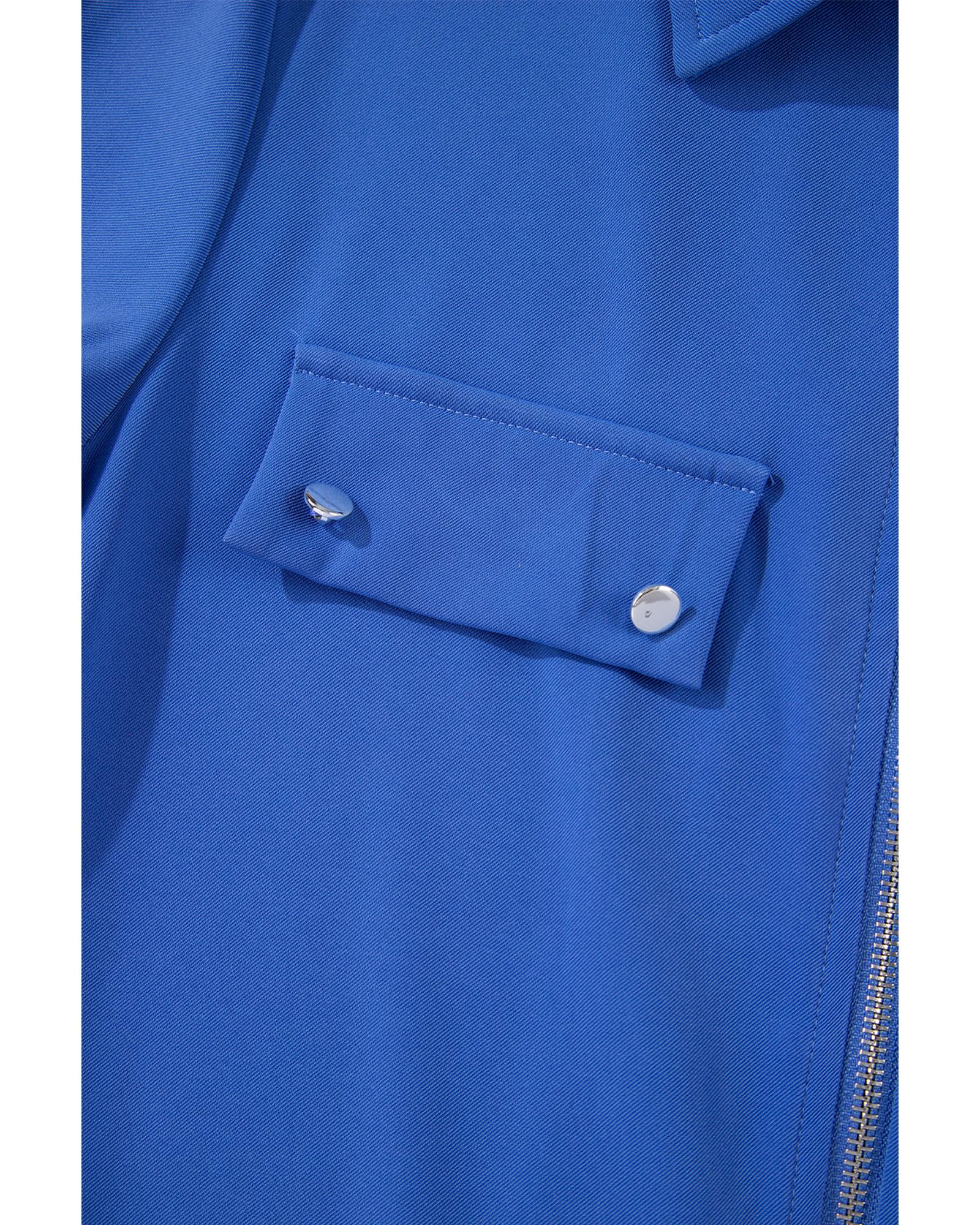 Dusk Blue Collar Tab Sleeve Zip Up Flap Detail Jacket - M