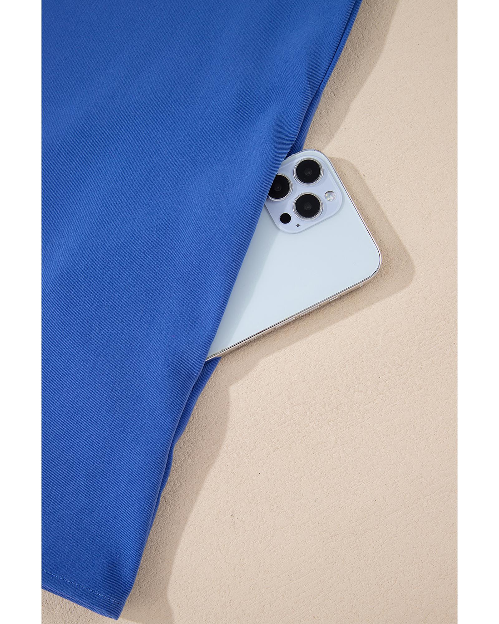 Dusk Blue Collar Tab Sleeve Zip Up Flap Detail Jacket - M