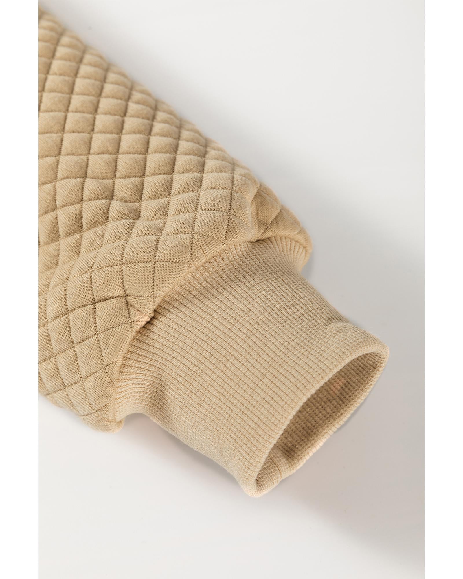 Pale Khaki Solid Geometric Textured Baseball Collar Jacket - M