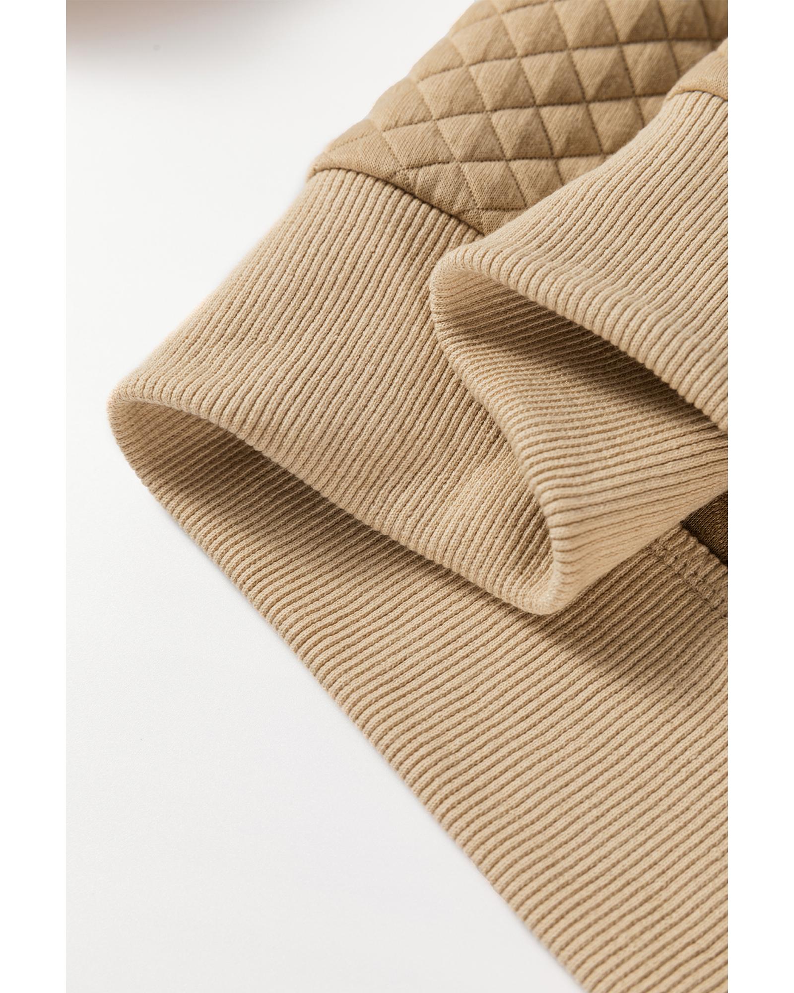 Pale Khaki Solid Geometric Textured Baseball Collar Jacket - M