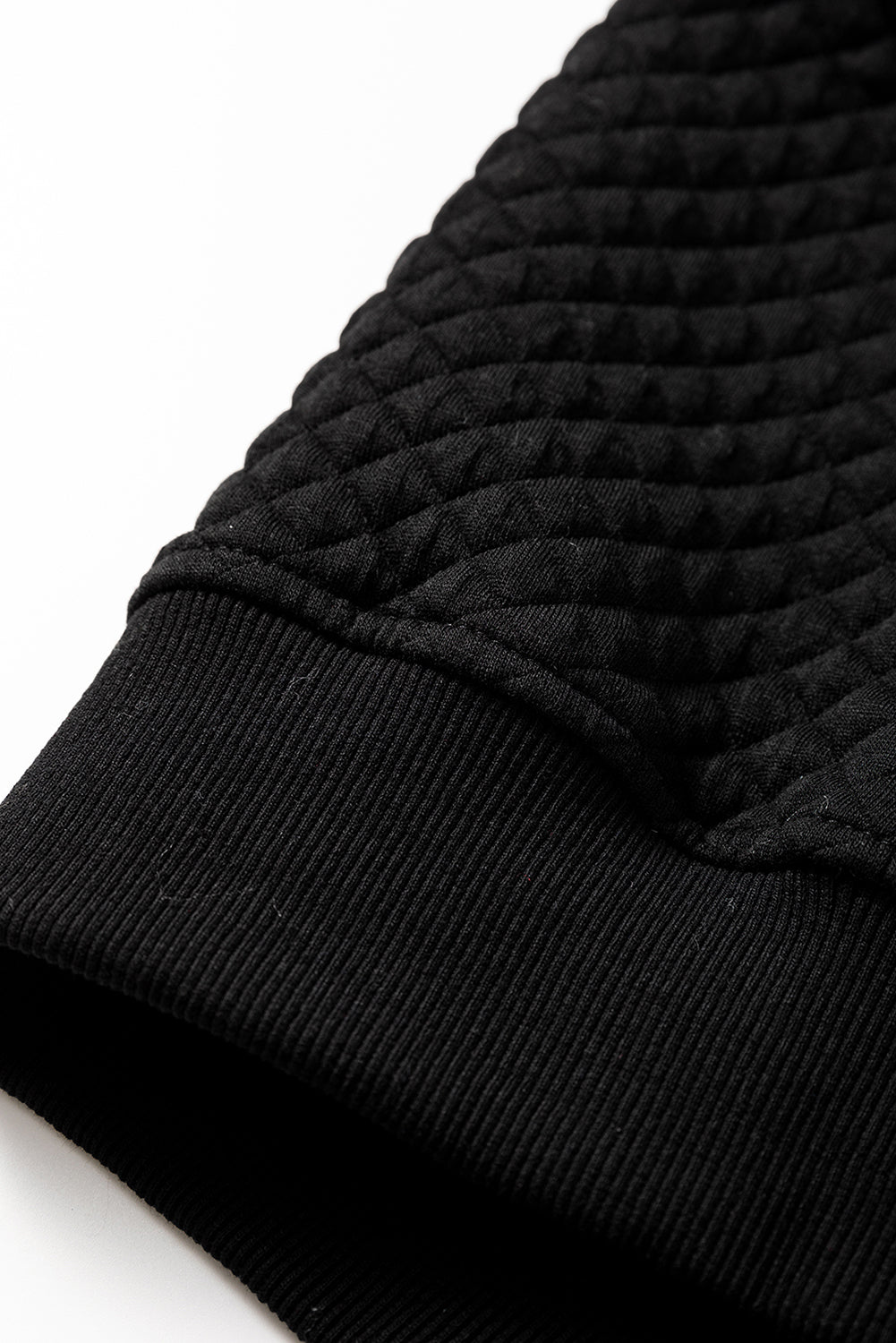 Black Quilted Side Pockets Zipper Hooded Jacket - XL