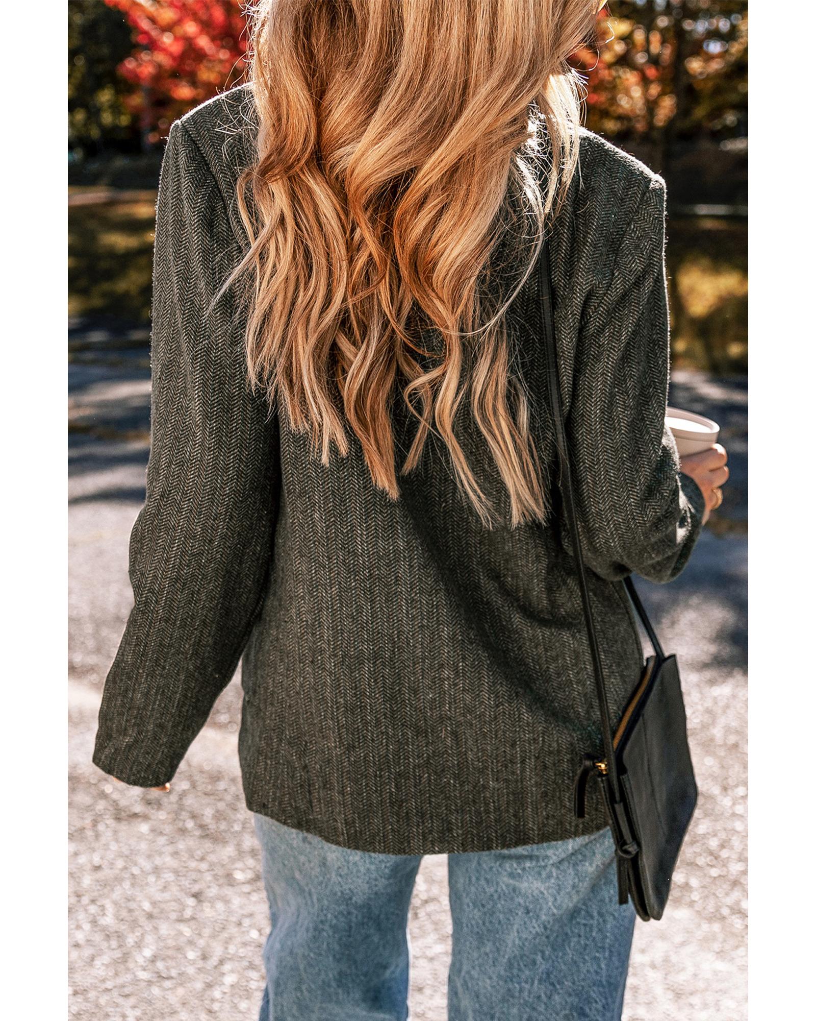 Desert Palm Twilled Single Breasted Lapel Blazer Coat - XL