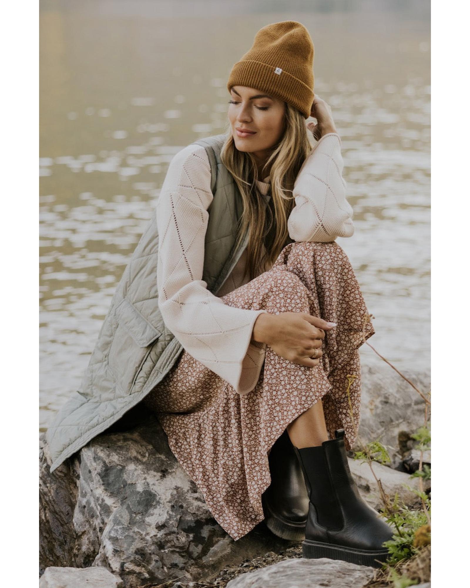 Grass Green Quilted Long Vest Jacket with Pockets - S