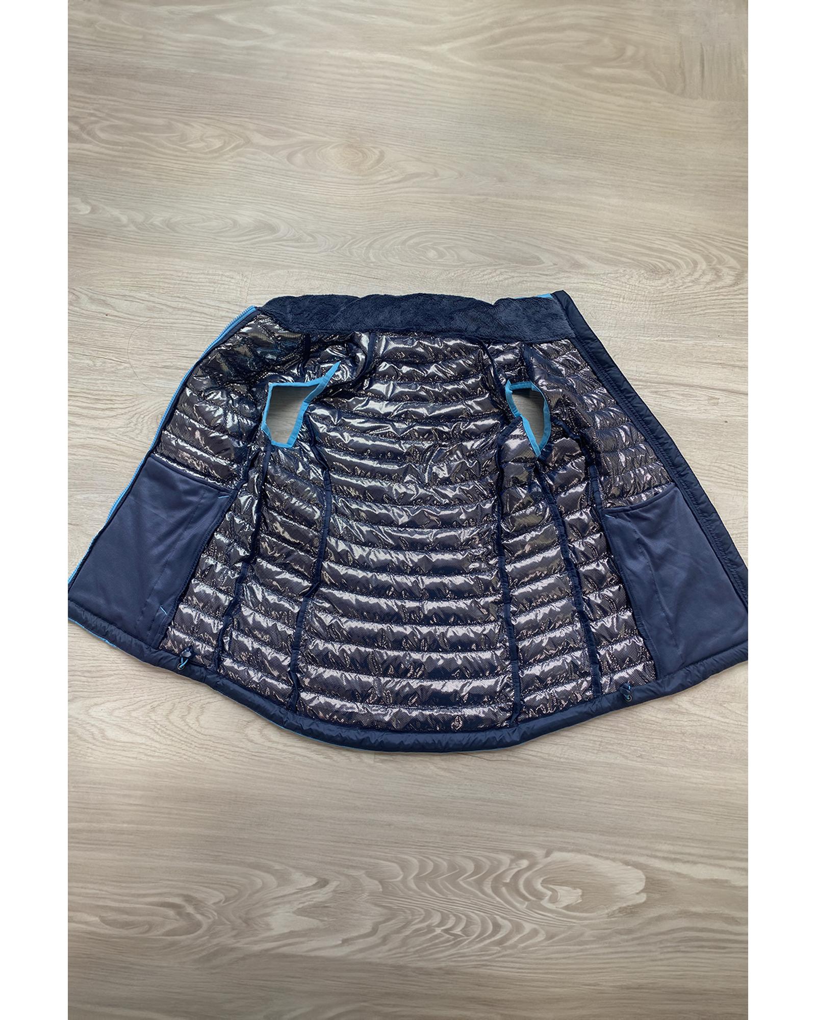 Sky Blue Plush Collared Quilted Zipped Puffer Vest - M