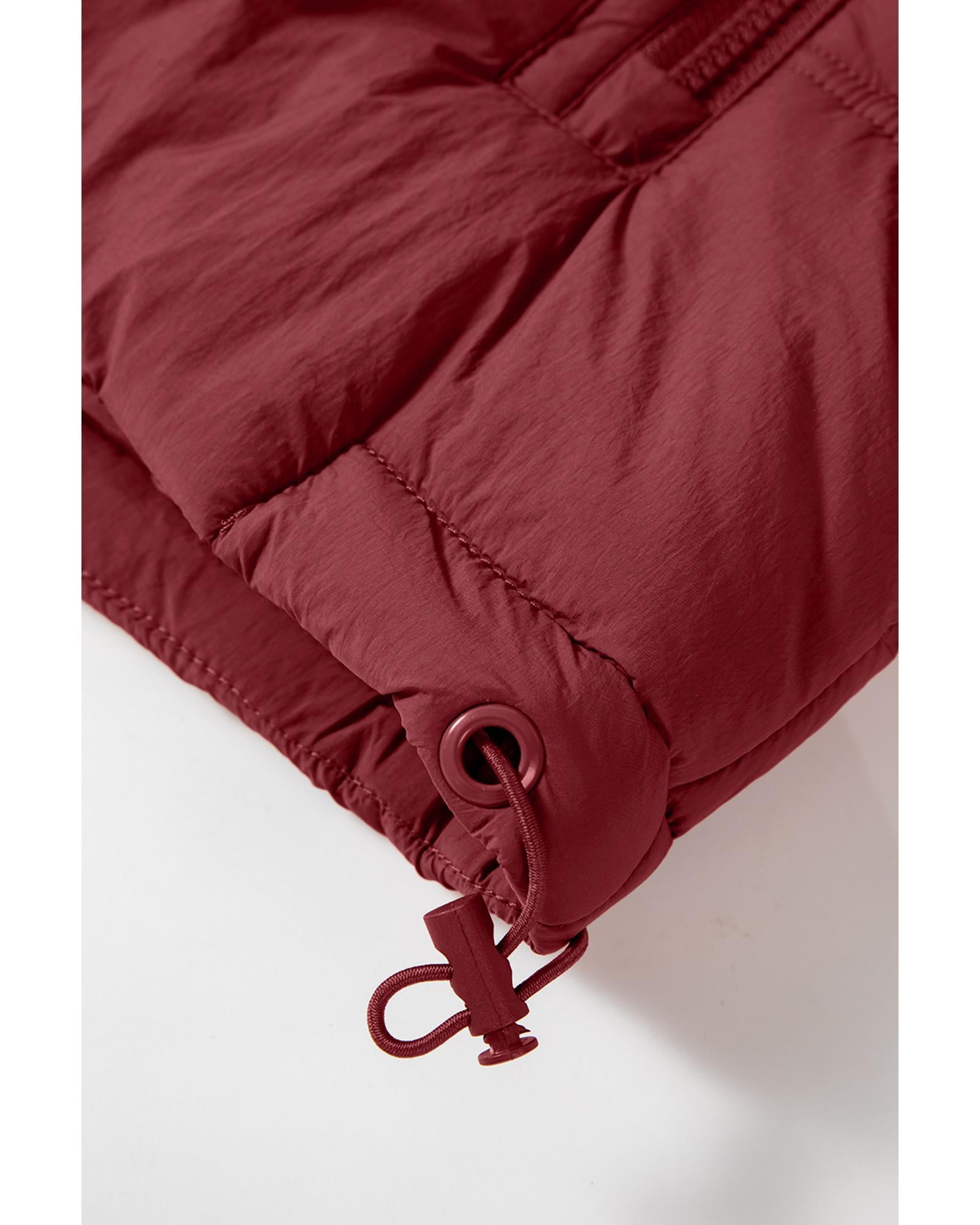 Clay Zip-up Side Pockets Hooded Puffer Vest - M