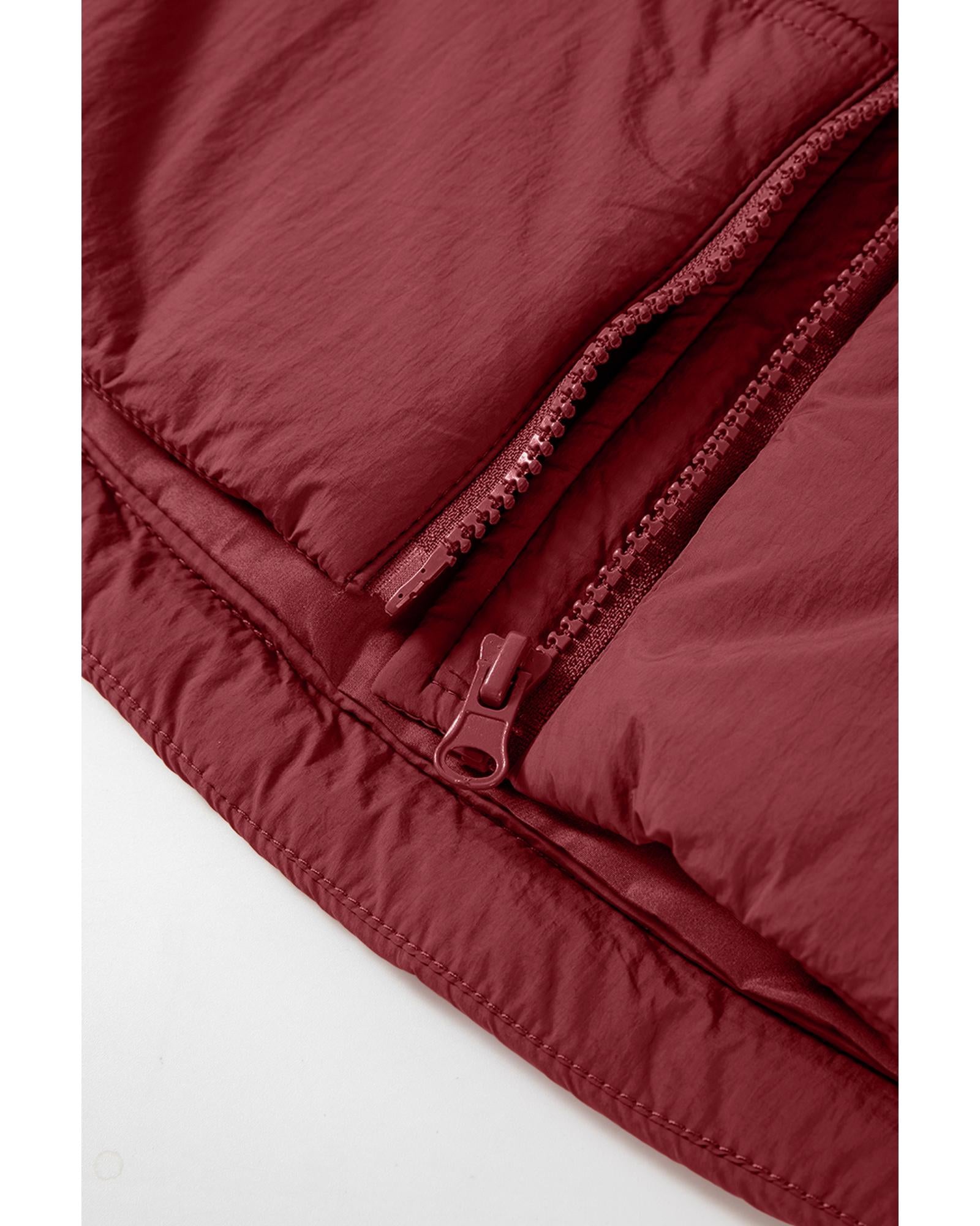 Clay Zip-up Side Pockets Hooded Puffer Vest - XL