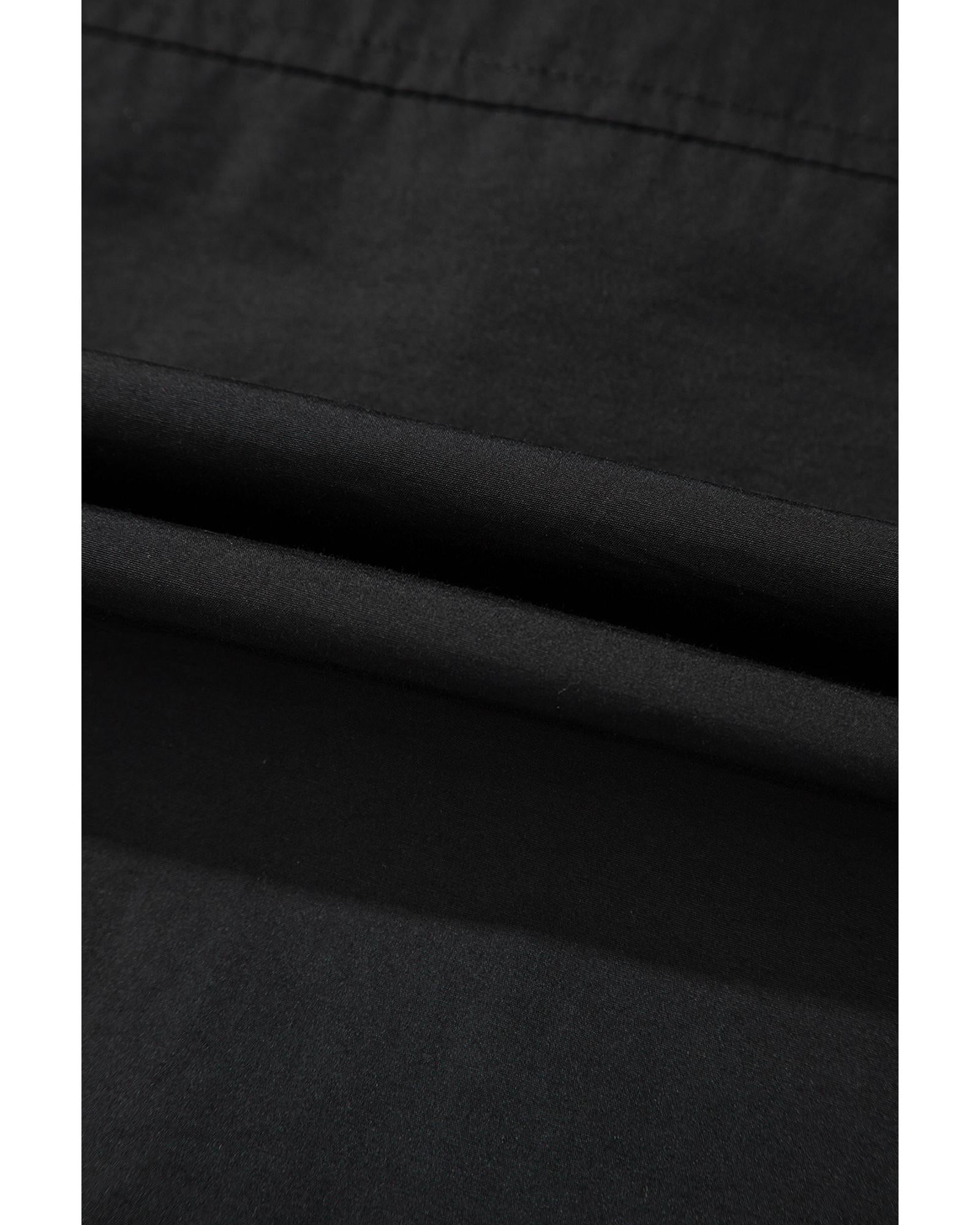 Black Flap Pockets Zip Up High Neck Vest - M