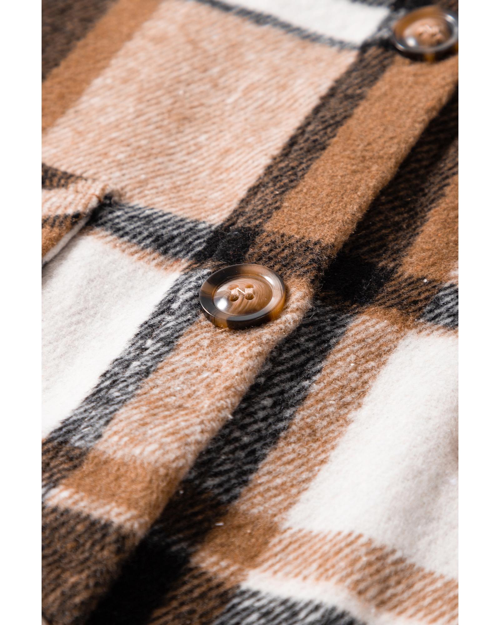 Straw Yellow Retro Plaid Button up Collared Vest - XL