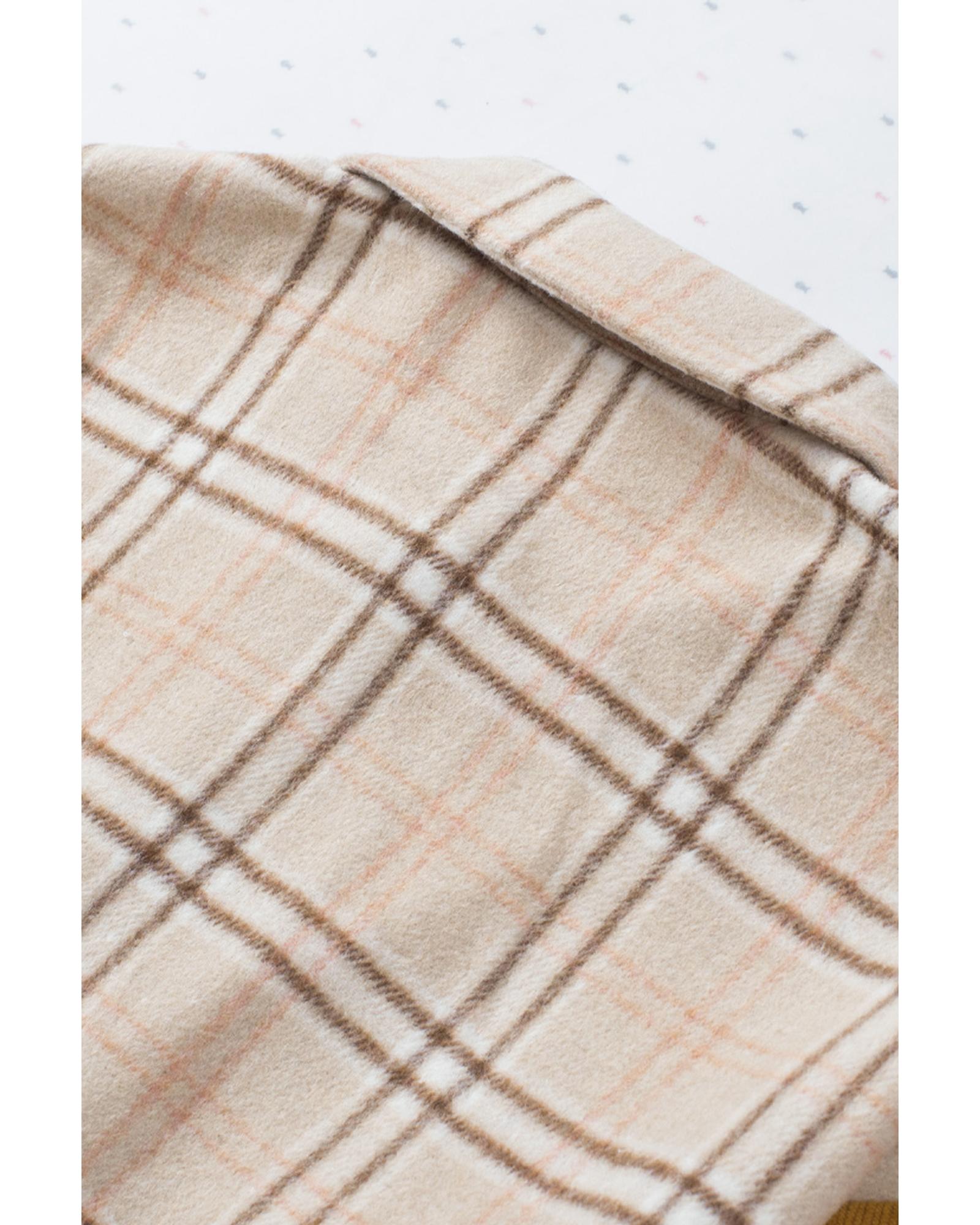 Orange Plaid Color Block Patchwork Shirt Jacket with Pocket - L