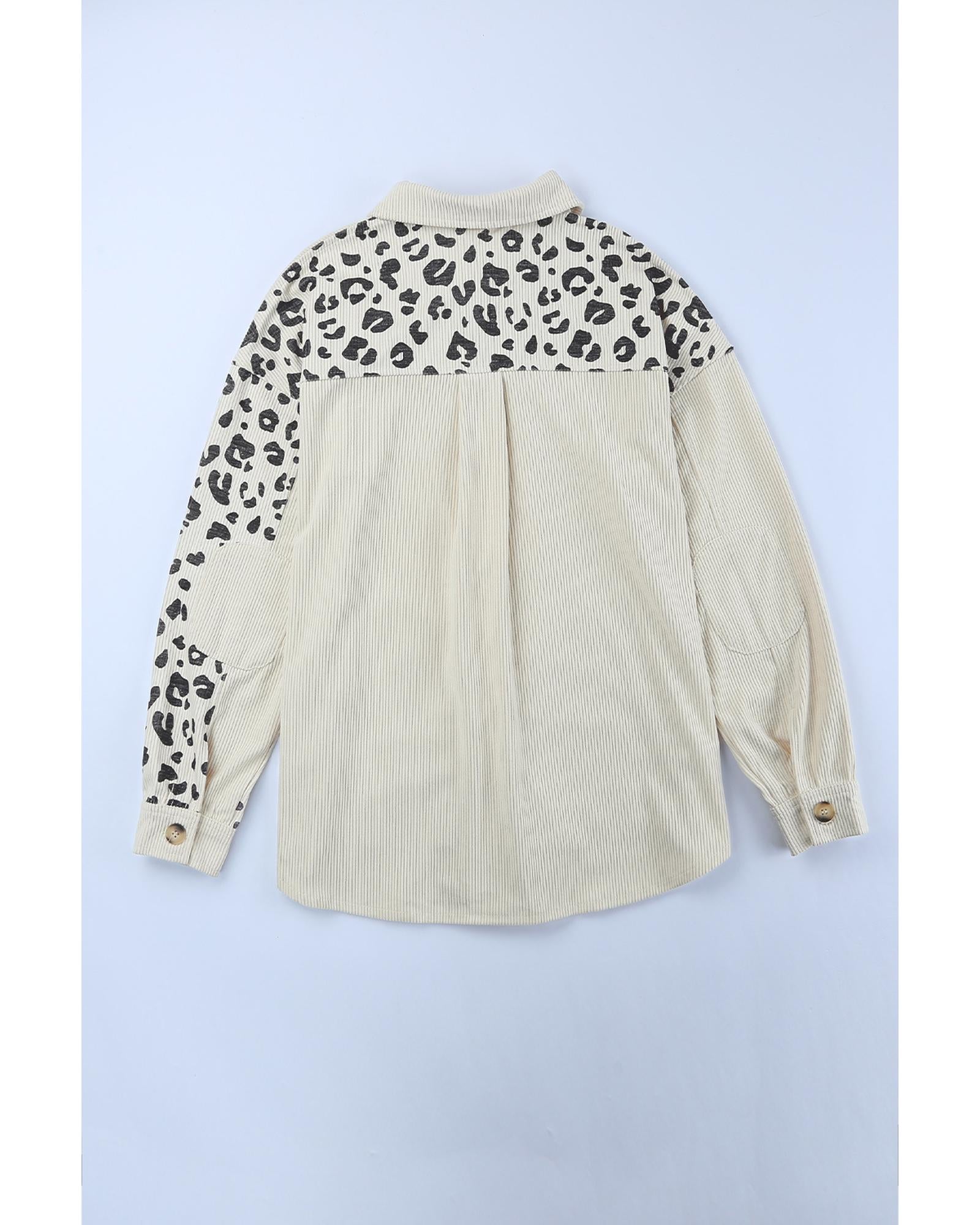 Apricot Leopard Print Detail Pocketed Corduroy Jacket - S