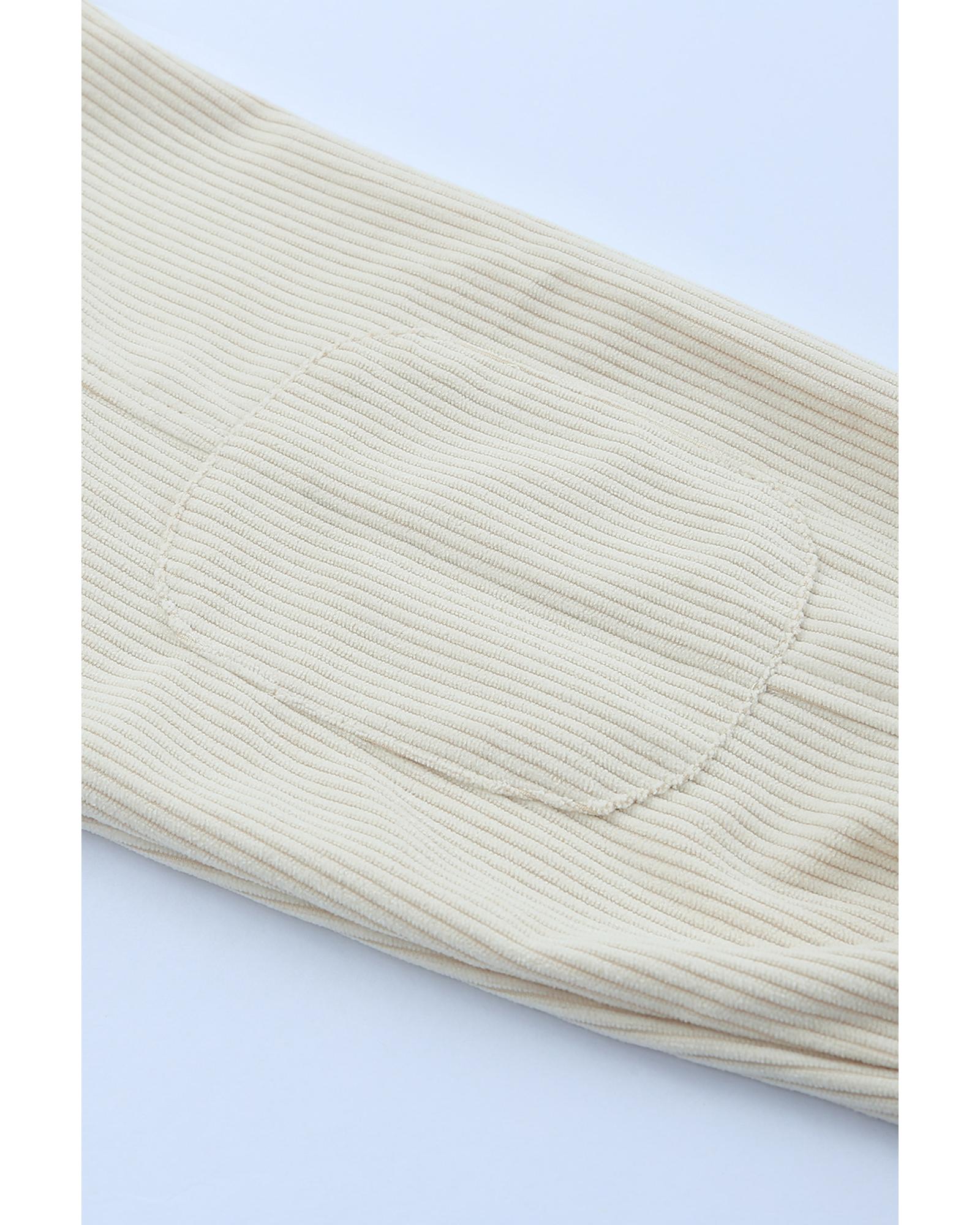 Apricot Leopard Print Detail Pocketed Corduroy Jacket - S