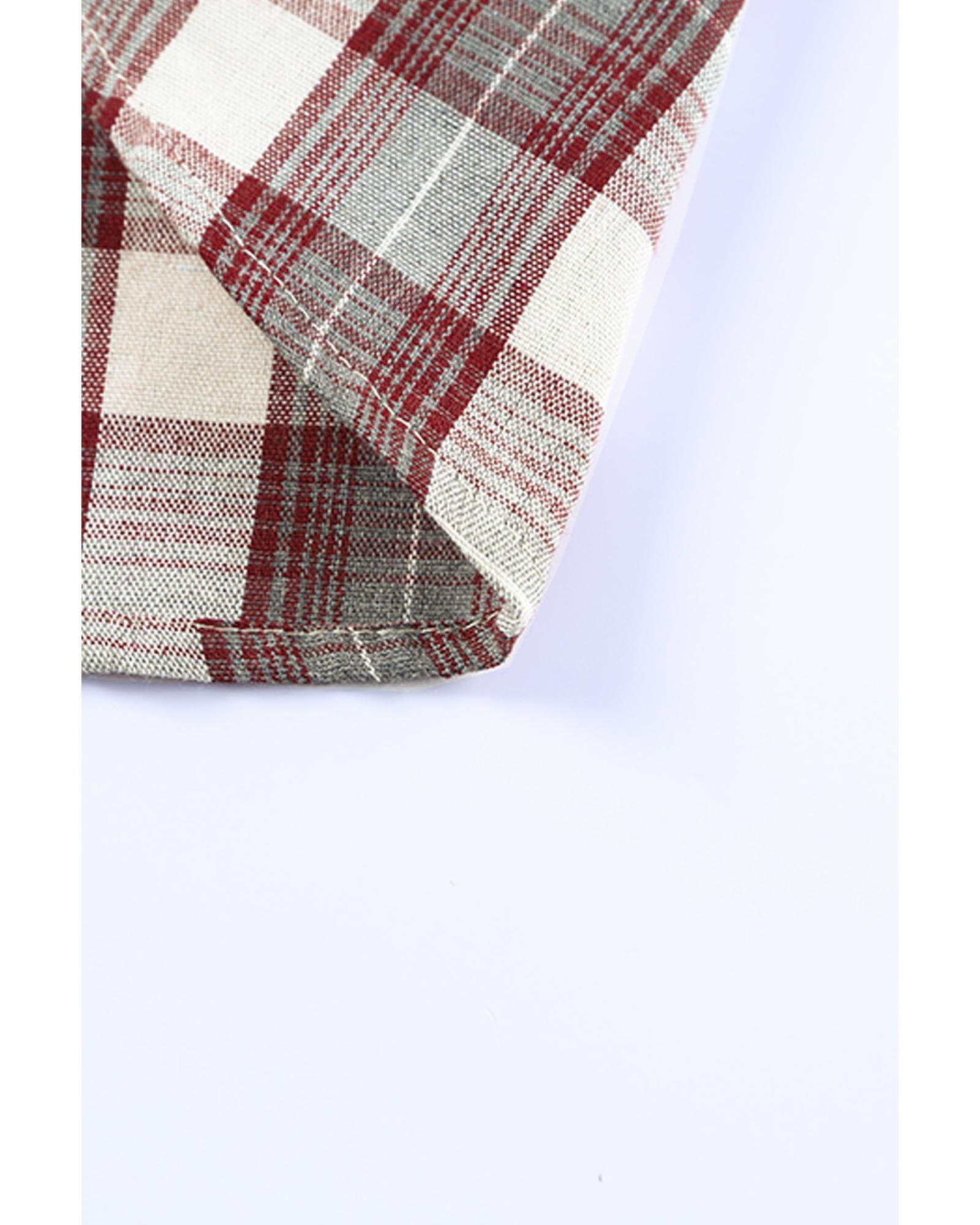 Plaid Corduroy Patchwork Shacket - L