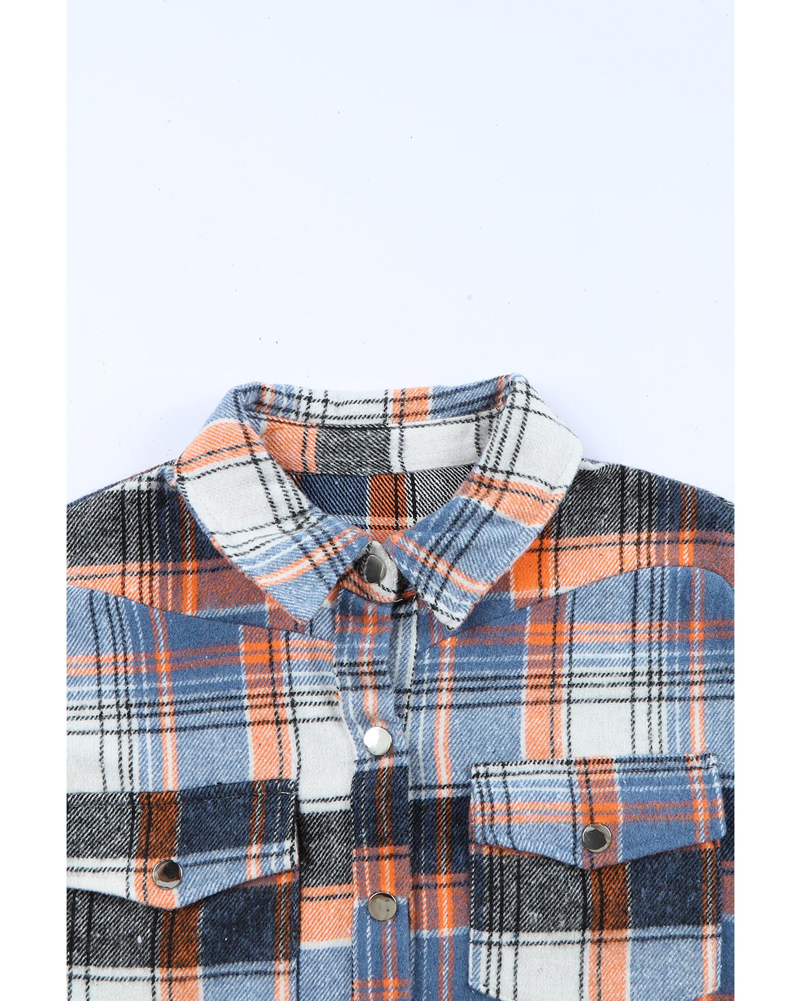 Multicolor Plaid Button Down Ruffled Shirt Jacket - M