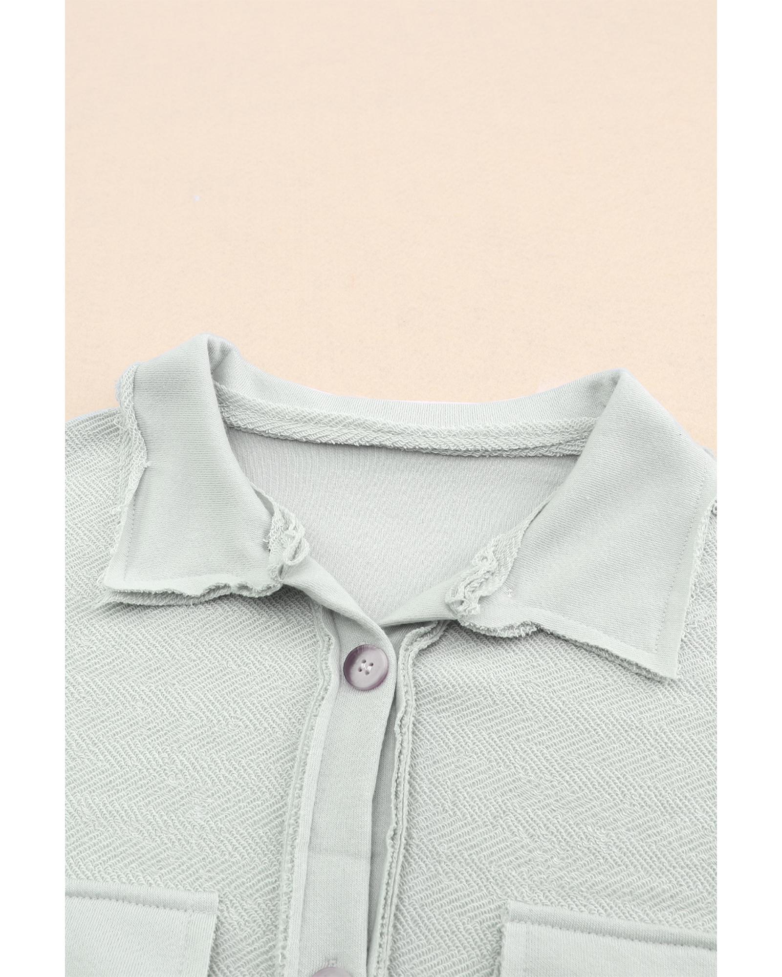 Azura Exchange Gray Contrast Flap Pockets Relaxed Shacket - S