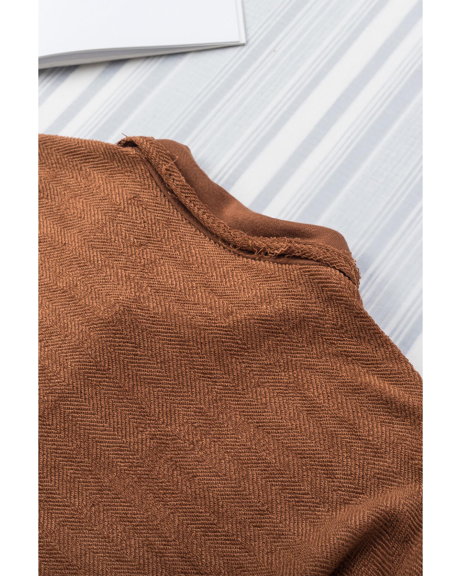 Azura Exchange Brown Contrast Flap Pockets Relaxed Shacket - M