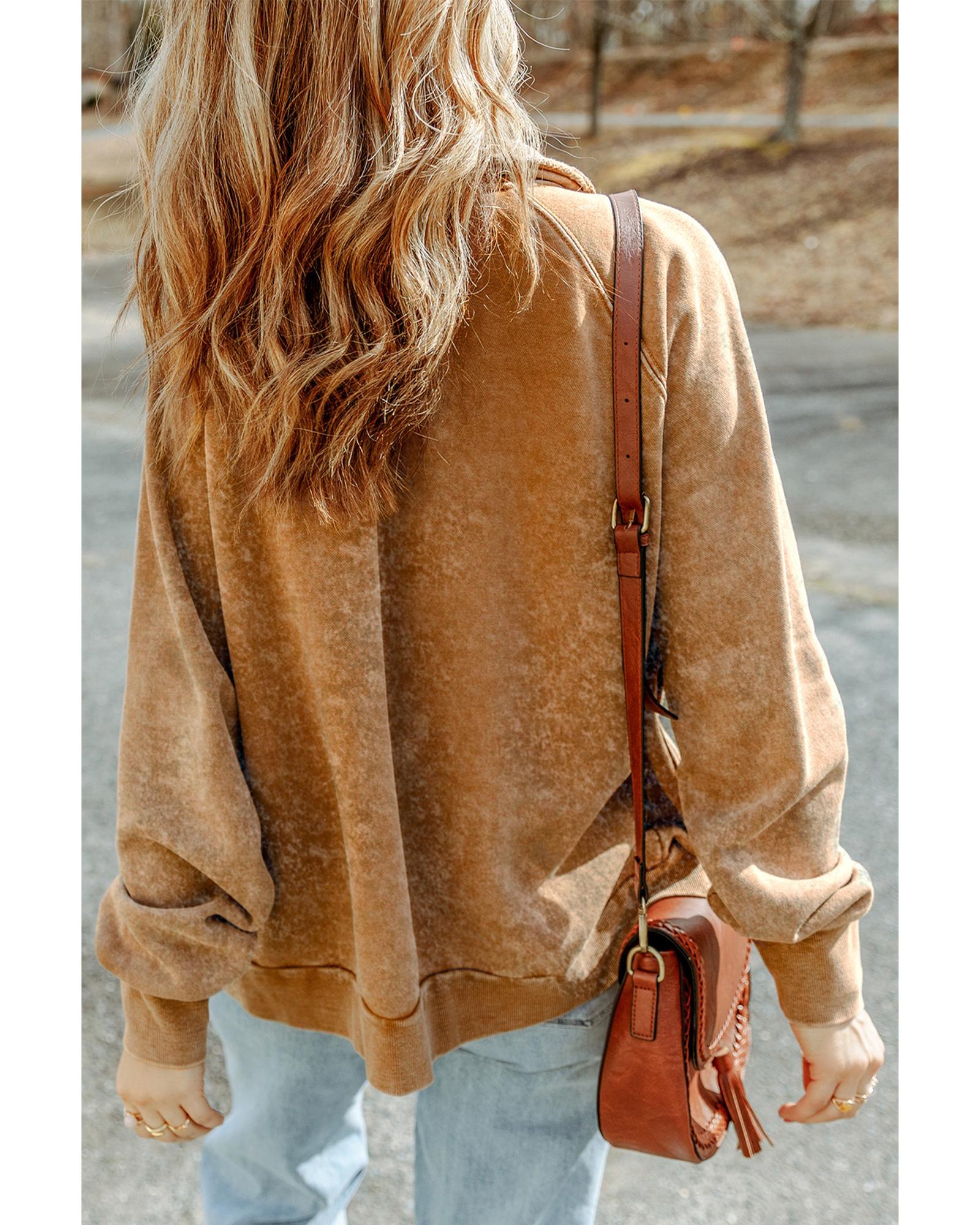 Khaki Vintage Washed Flap Pocket Button Shacket - M