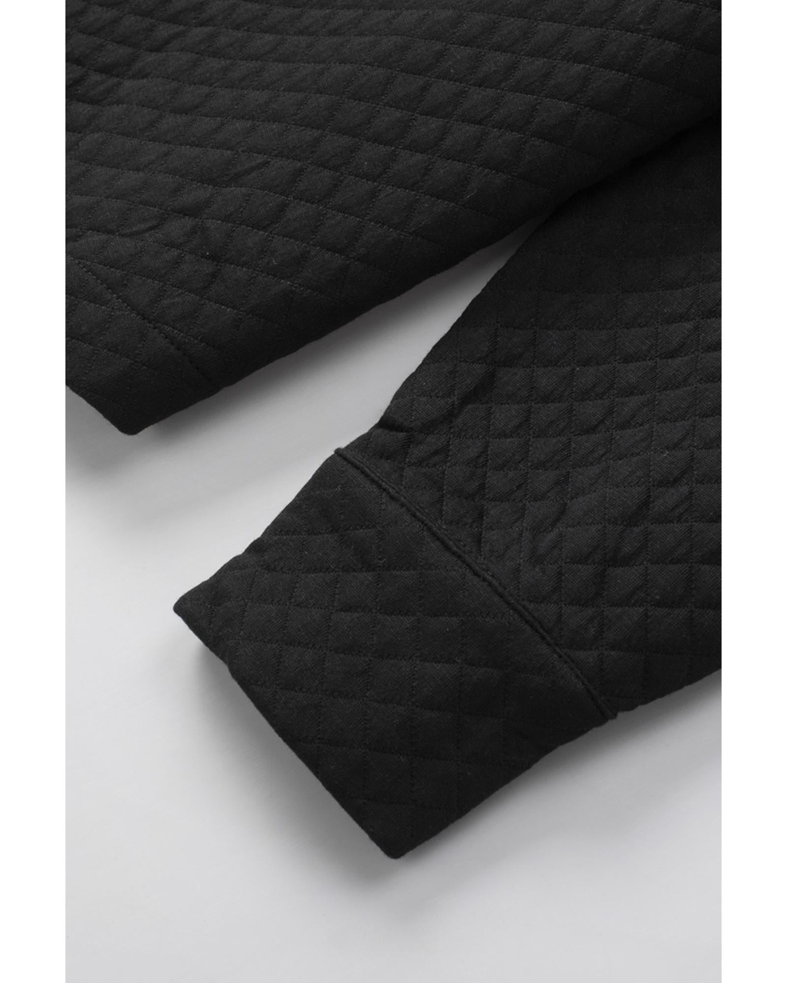 Black Retro Quilted Flap Pocket Button Shacket - XL