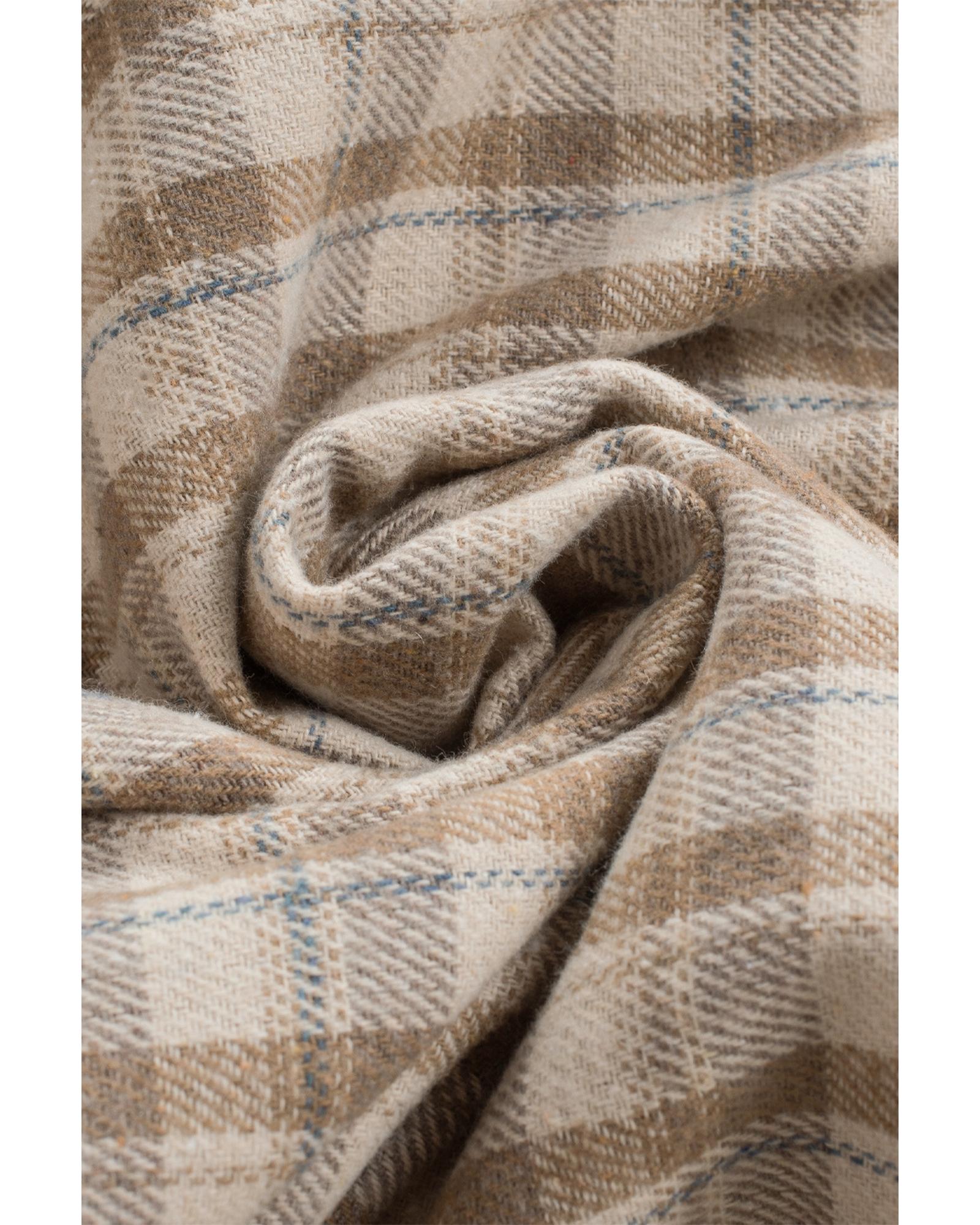 Khaki Plaid Pattern Sherpa Lined Hooded Shacket - L