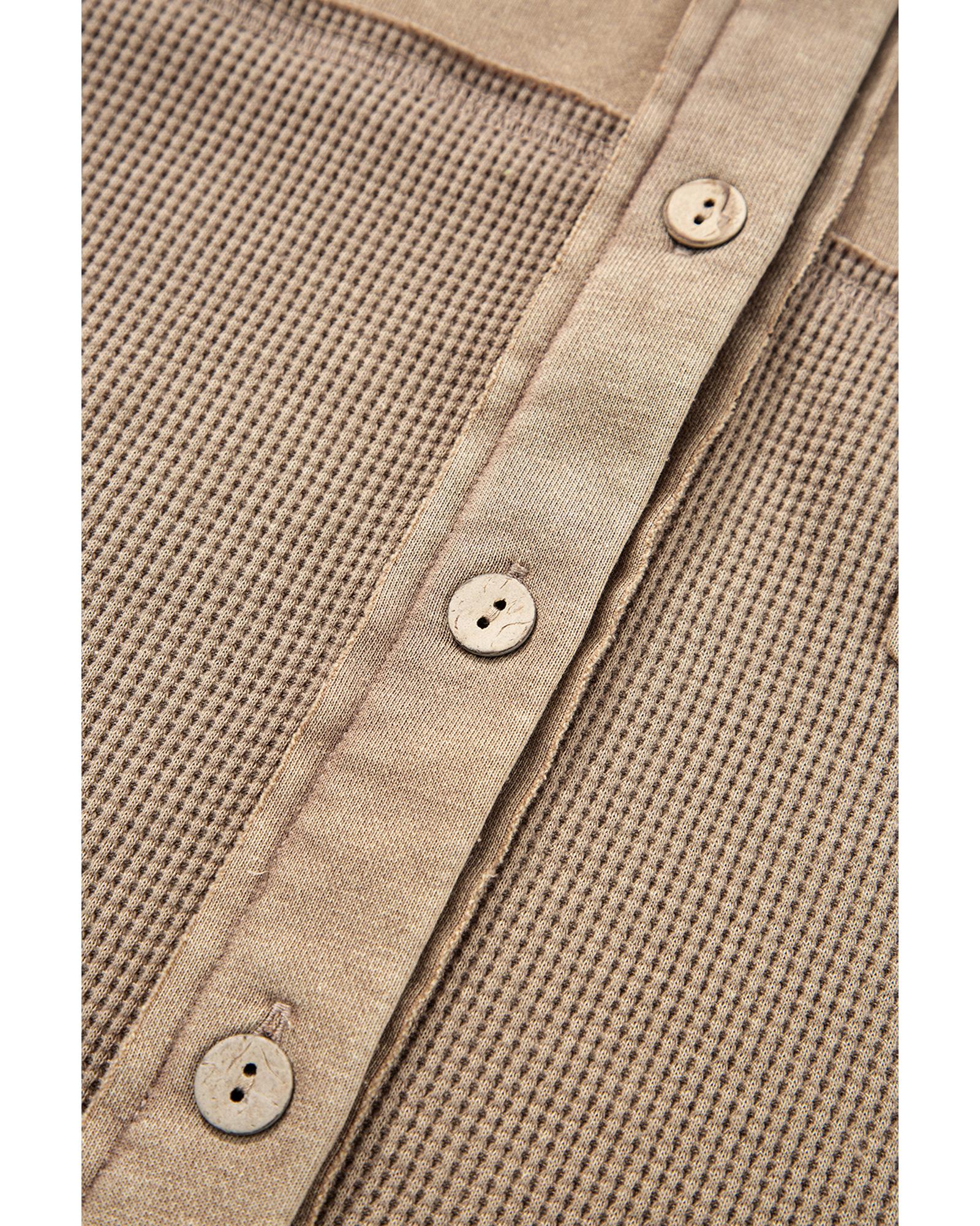 Goat Mineral Wash Textured Patchwork Loose Fit Shacket - L